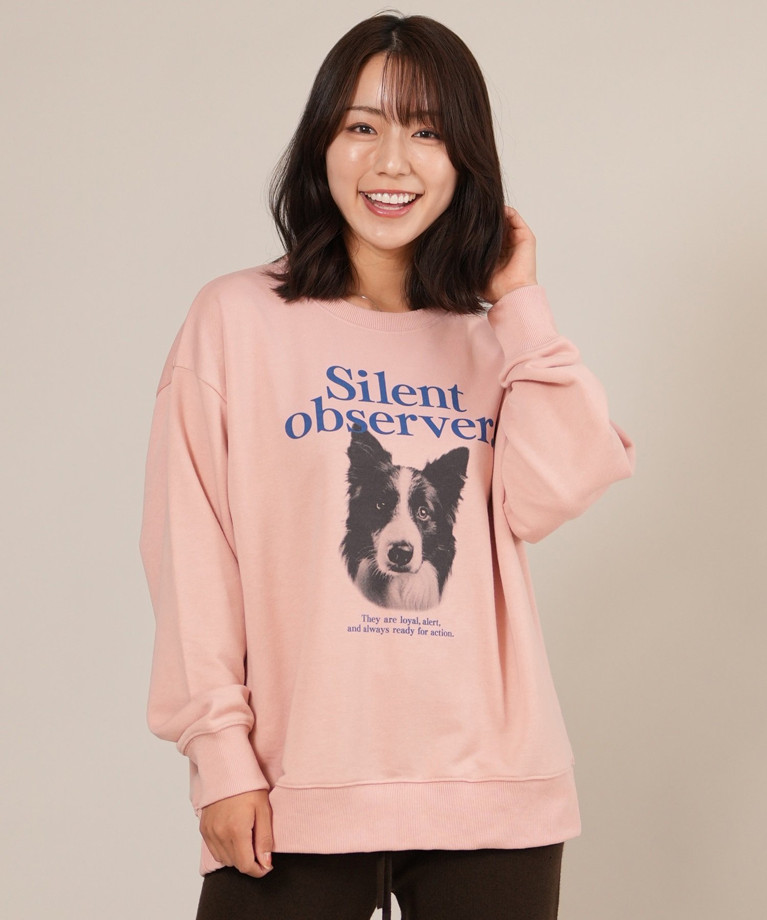 RIKKA FEMME リッカファム トレーナー スウェット レディース クルーネック ボーダー・コリー 裏毛 RF25FW07(WHT-FREE)