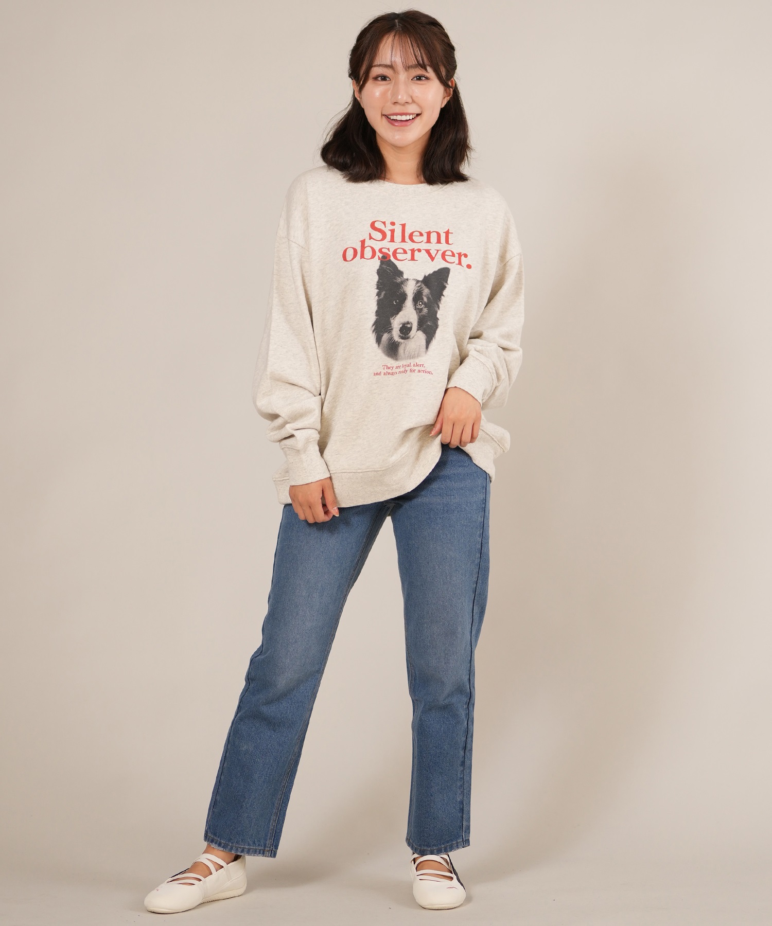 RIKKA FEMME リッカファム トレーナー スウェット レディース クルーネック ボーダー・コリー 裏毛 RF25FW07(WHT-FREE)