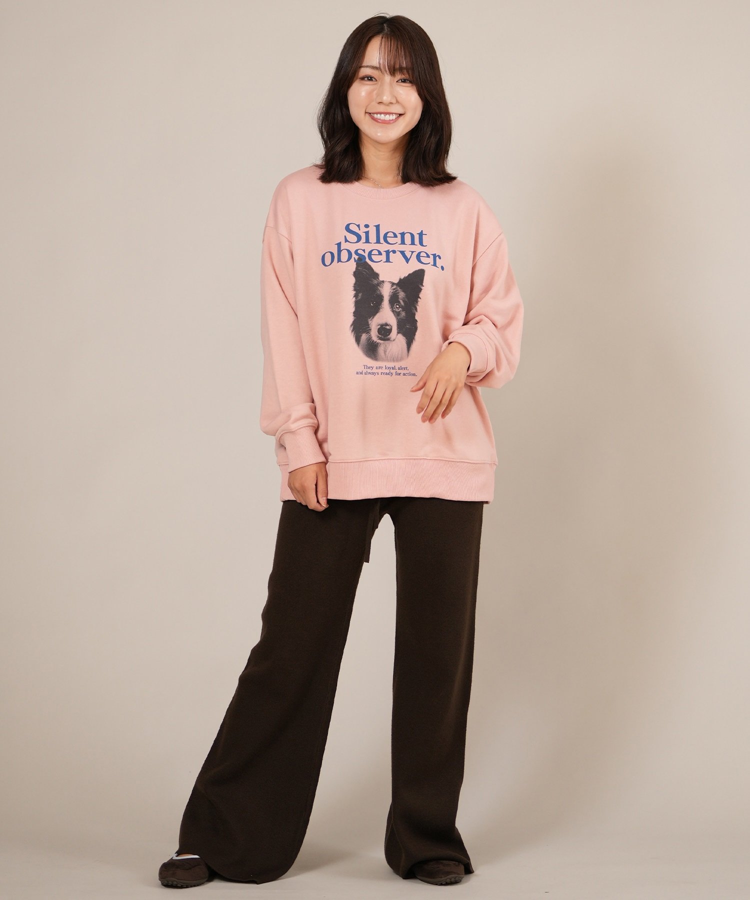 RIKKA FEMME リッカファム トレーナー スウェット レディース クルーネック ボーダー・コリー 裏毛 RF25FW07(WHT-FREE)