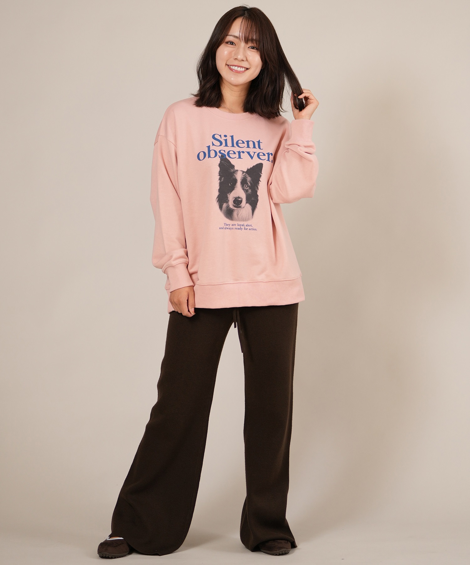 RIKKA FEMME リッカファム トレーナー スウェット レディース クルーネック ボーダー・コリー 裏毛 RF25FW07(WHT-FREE)