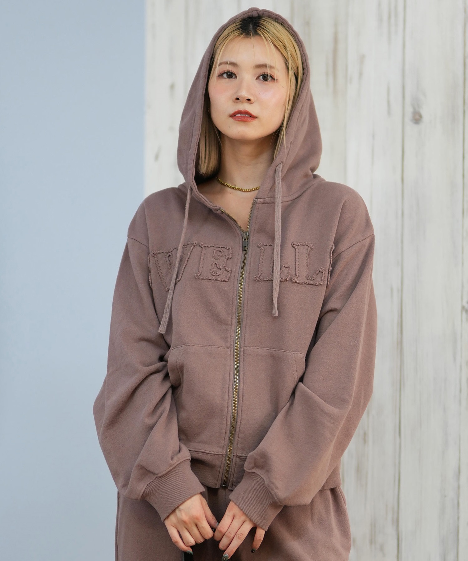 RIKKA FEMME リッカファム ジップアップ パーカー レディース スウェット フーディー ロゴ ワッペン 裏毛 セットアップ対応 RF25FW09(CGY-FREE)