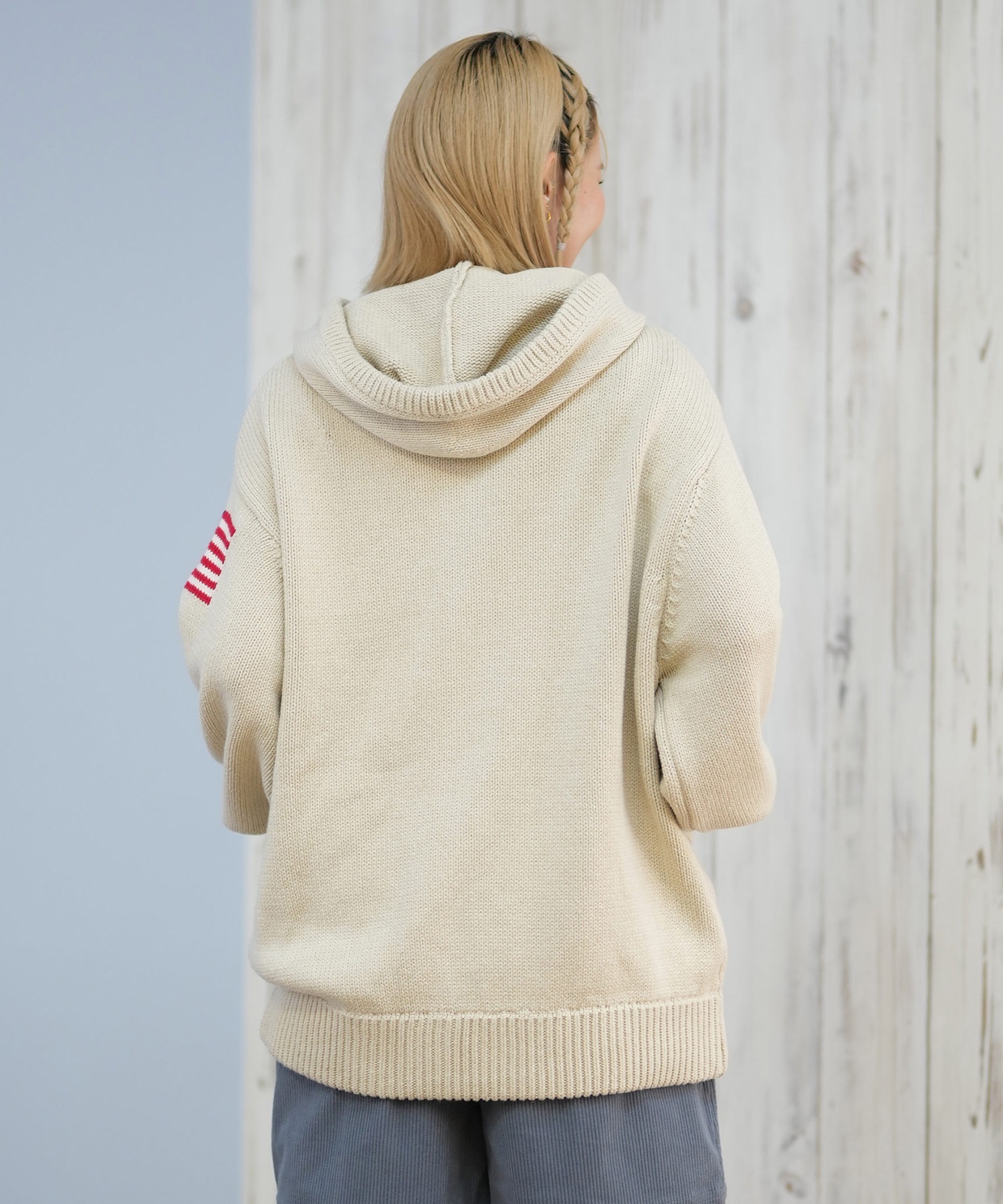 RIKKA FEMME リッカファム ニット セーター レディース ジップアップ パーカー 星条旗 RF25FW18(IVO-FREE)