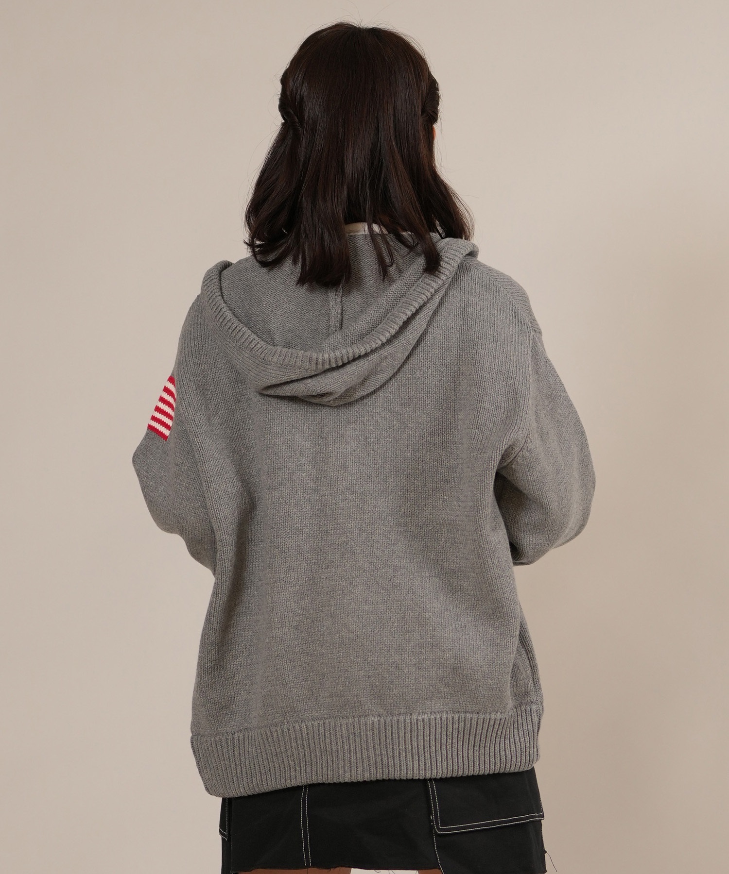 RIKKA FEMME リッカファム ニット セーター レディース ジップアップ パーカー 星条旗 RF25FW18(IVO-FREE)
