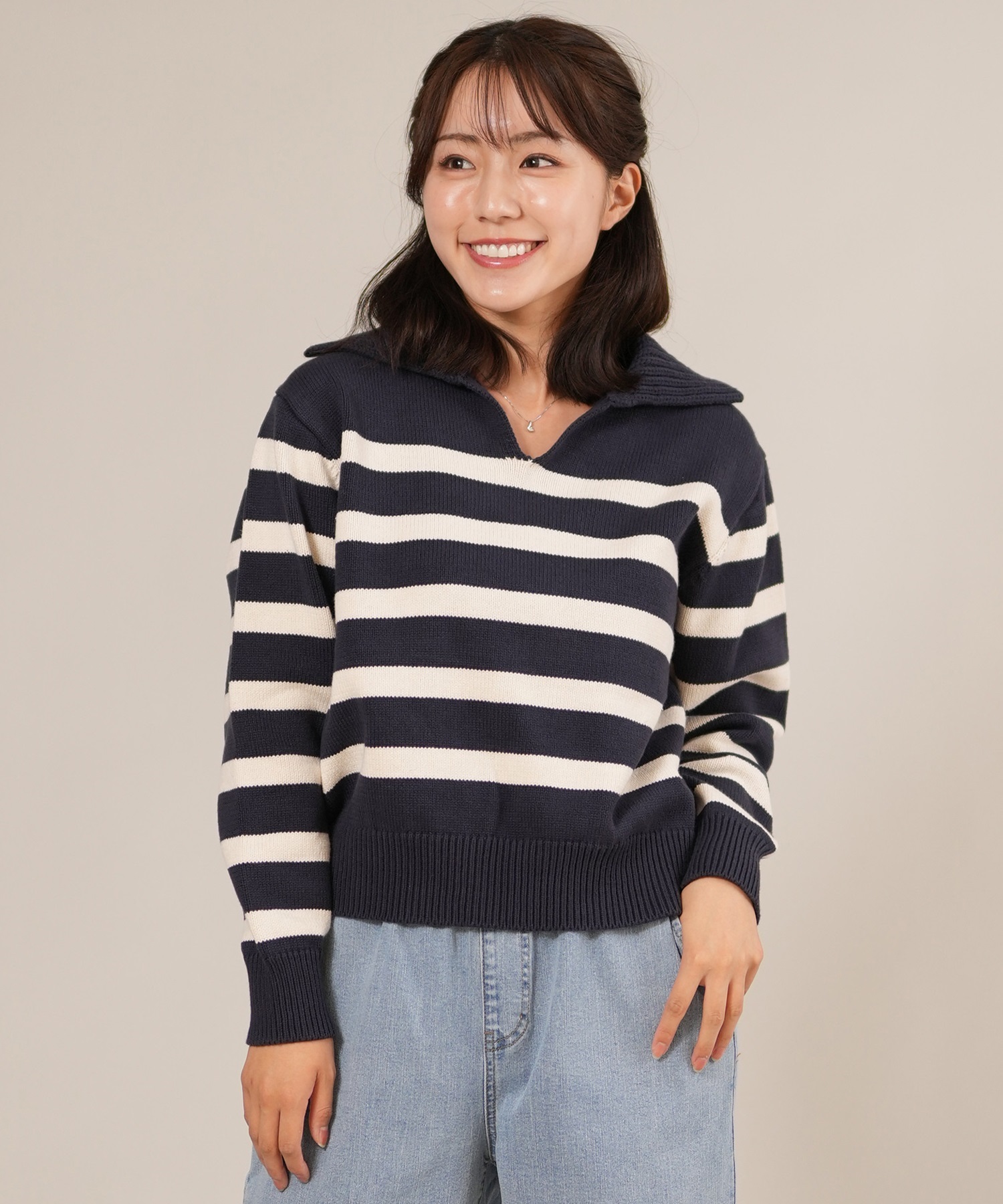 RIKKA FEMME リッカファム ニット セーター レディース ボーダー ショート丈 RF25FW21(BRN-FREE)