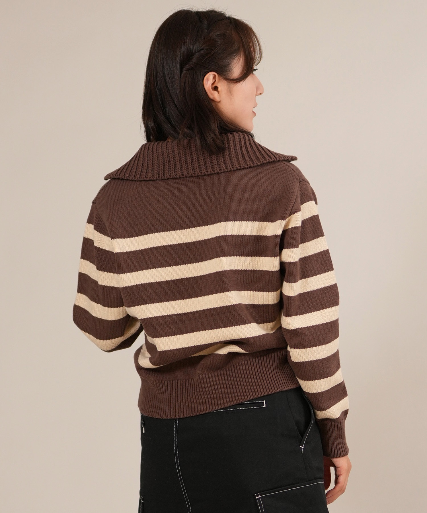 RIKKA FEMME リッカファム ニット セーター レディース ボーダー ショート丈 RF25FW21(BRN-FREE)