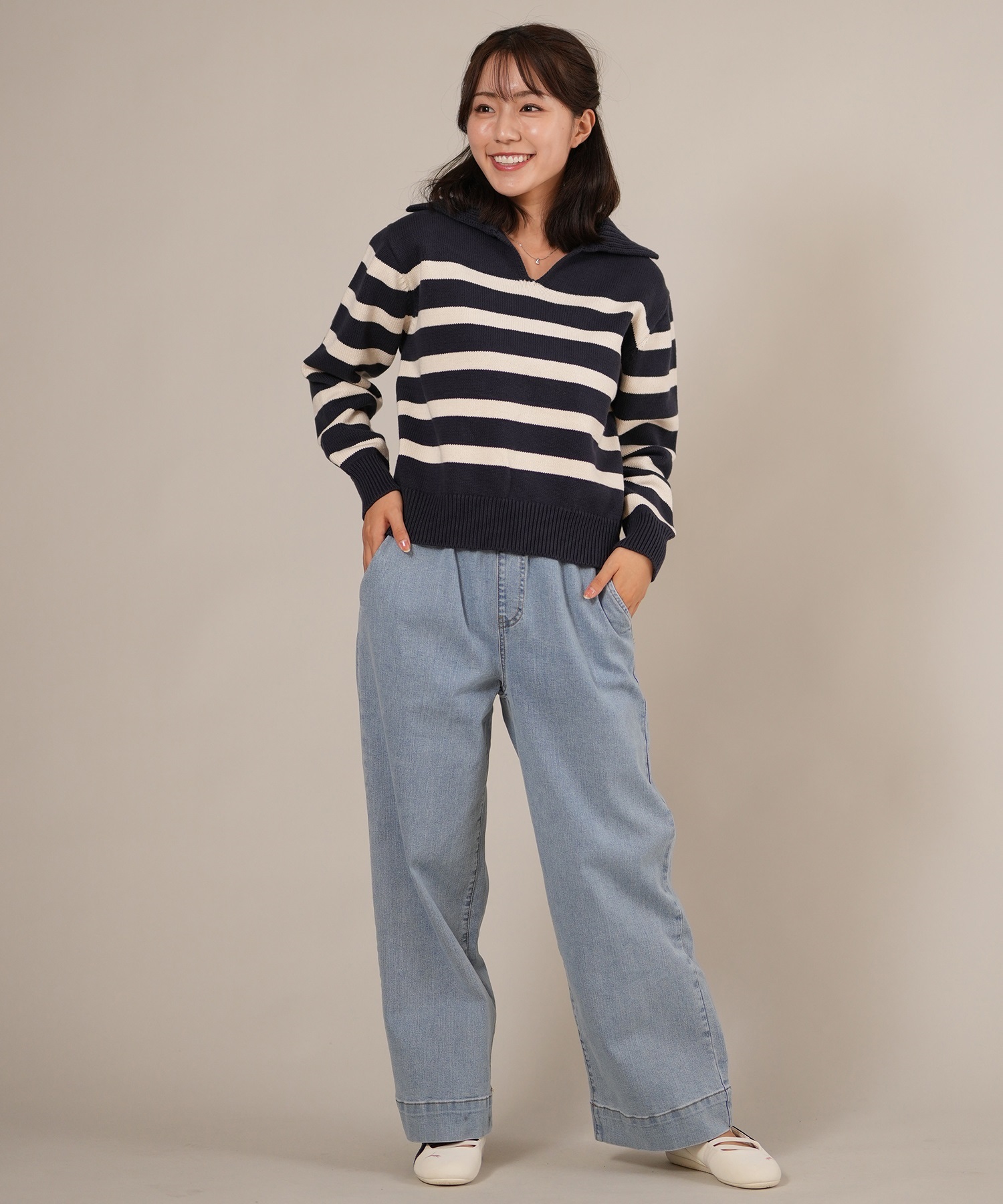 RIKKA FEMME リッカファム ニット セーター レディース ボーダー ショート丈 RF25FW21(BRN-FREE)