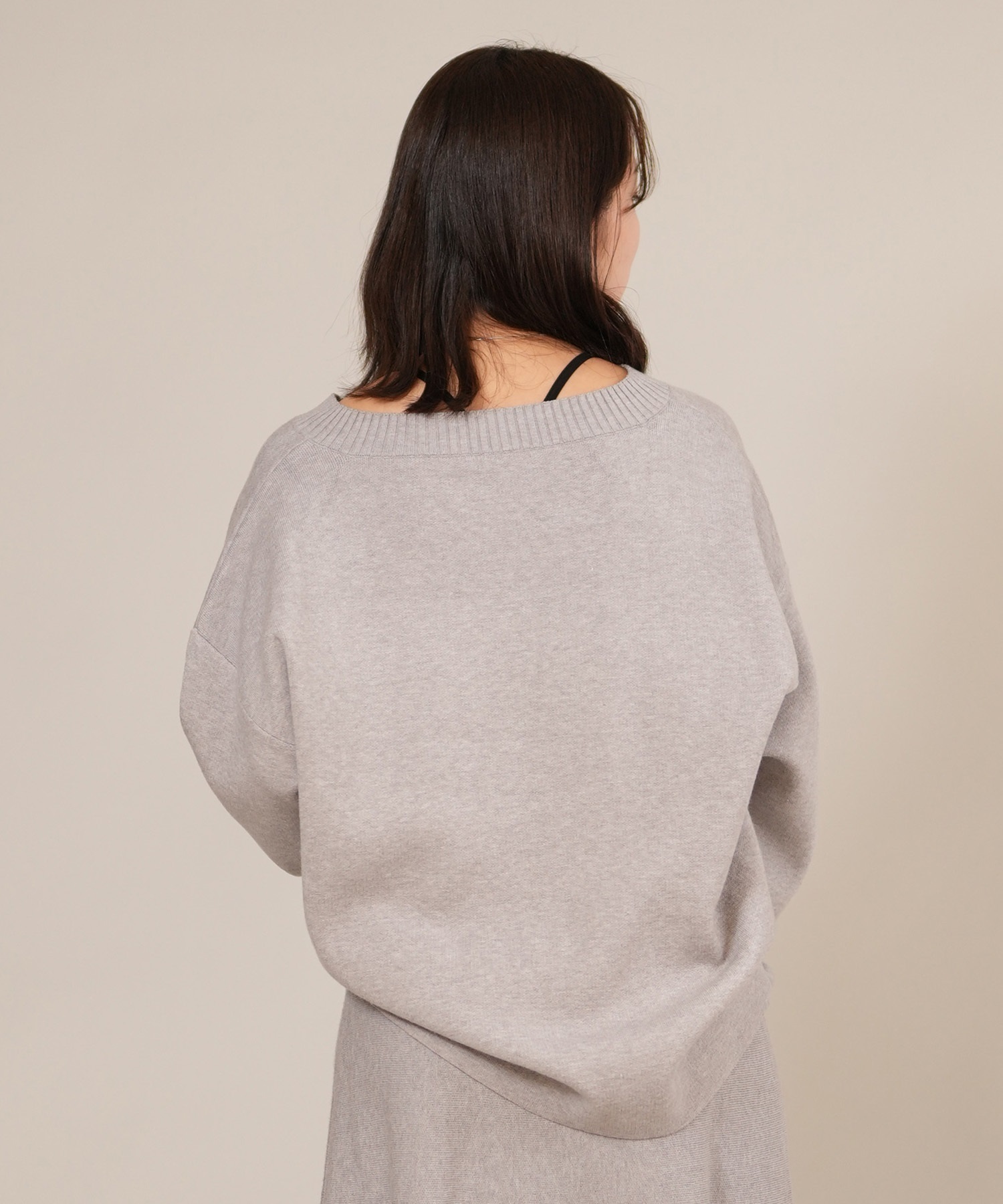 RIKKA FEMME リッカファム ニット セーター レディース Vネック 無地 セットアップ対応 RF25FW13(GRY-FREE)