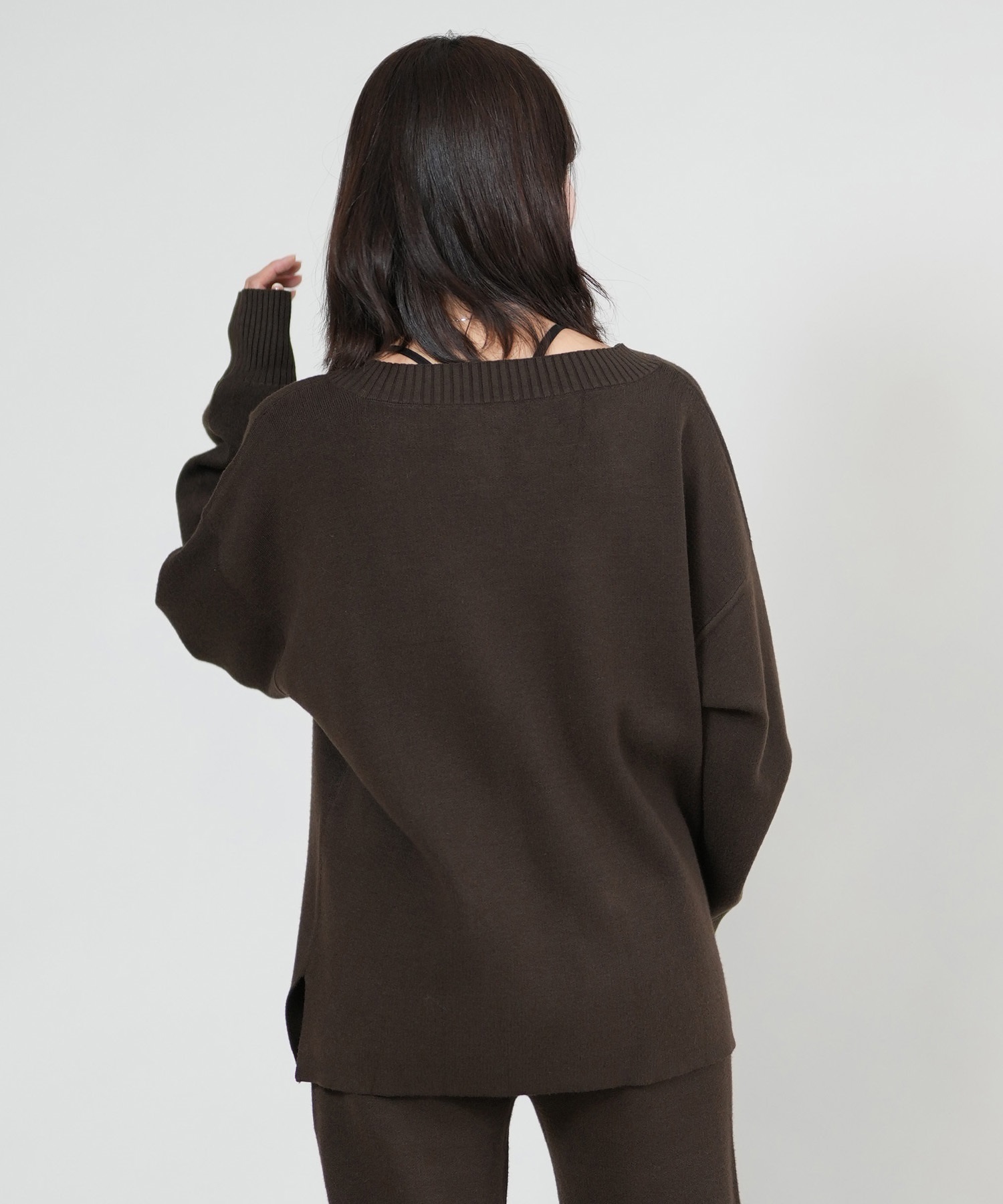 RIKKA FEMME リッカファム ニット セーター レディース Vネック 無地 セットアップ対応 RF25FW13(GRY-FREE)