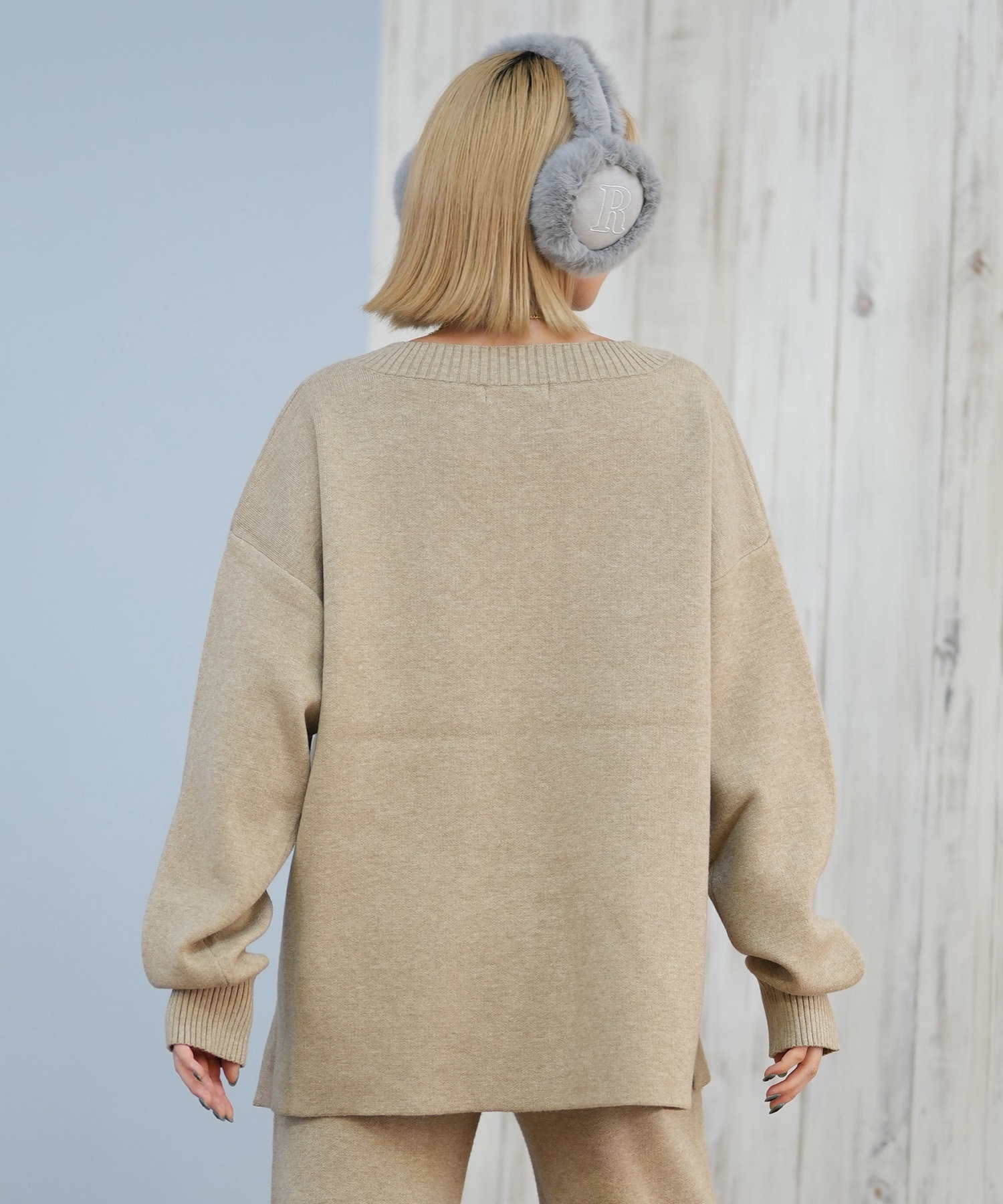 RIKKA FEMME リッカファム ニット セーター レディース Vネック 無地 セットアップ対応 RF25FW13(GRY-FREE)