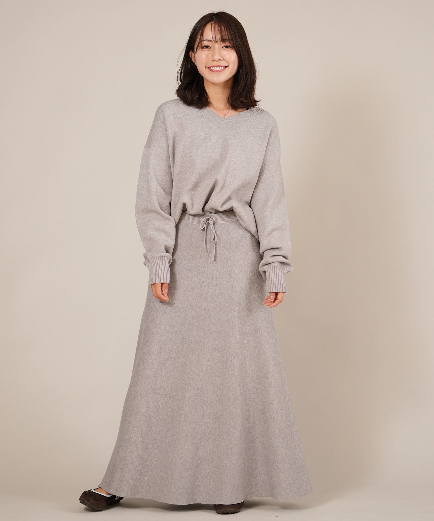 RIKKA FEMME リッカファム ニット セーター レディース Vネック 無地 セットアップ対応 RF25FW13(GRY-FREE)