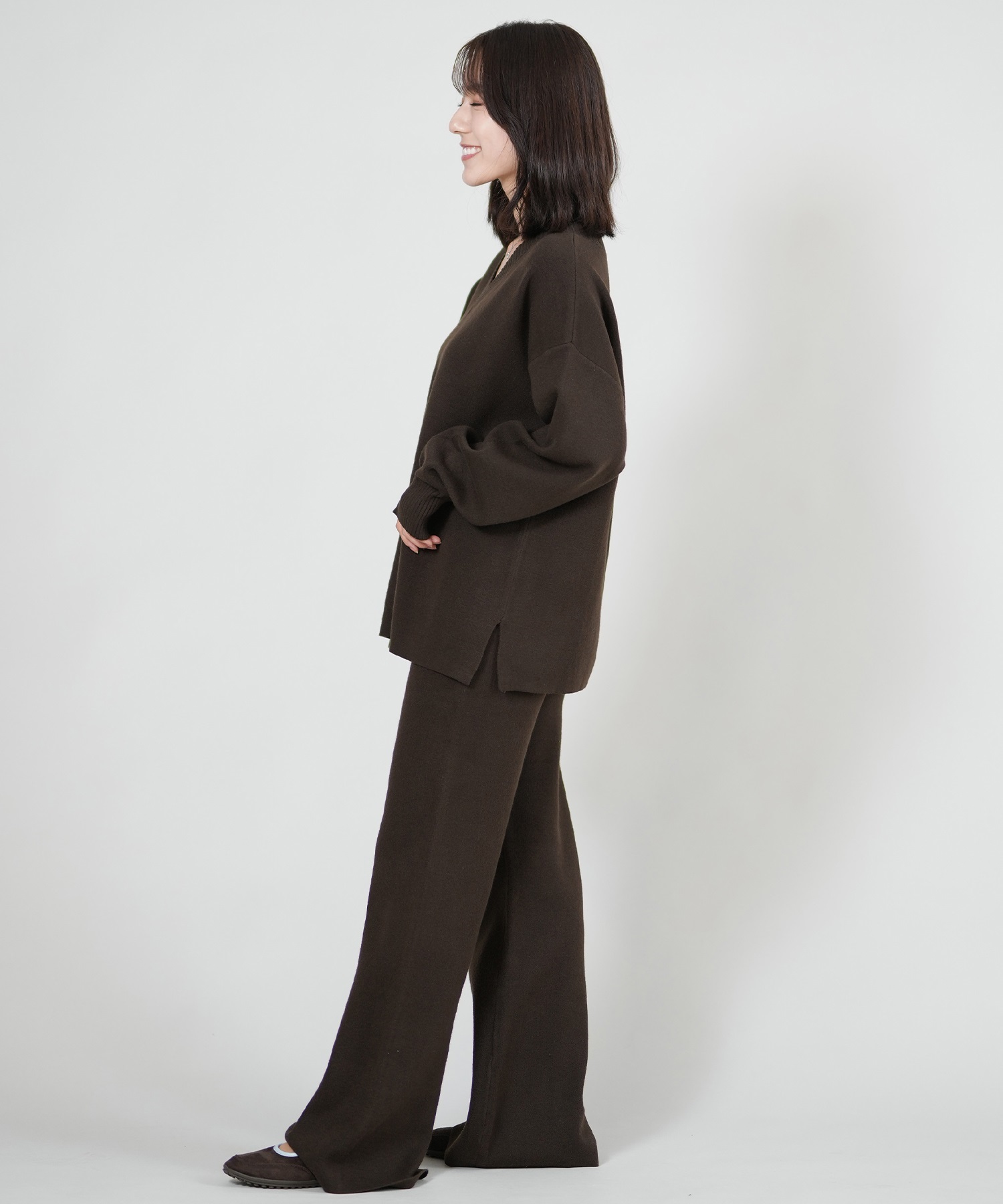 RIKKA FEMME リッカファム ニット セーター レディース Vネック 無地 セットアップ対応 RF25FW13(GRY-FREE)