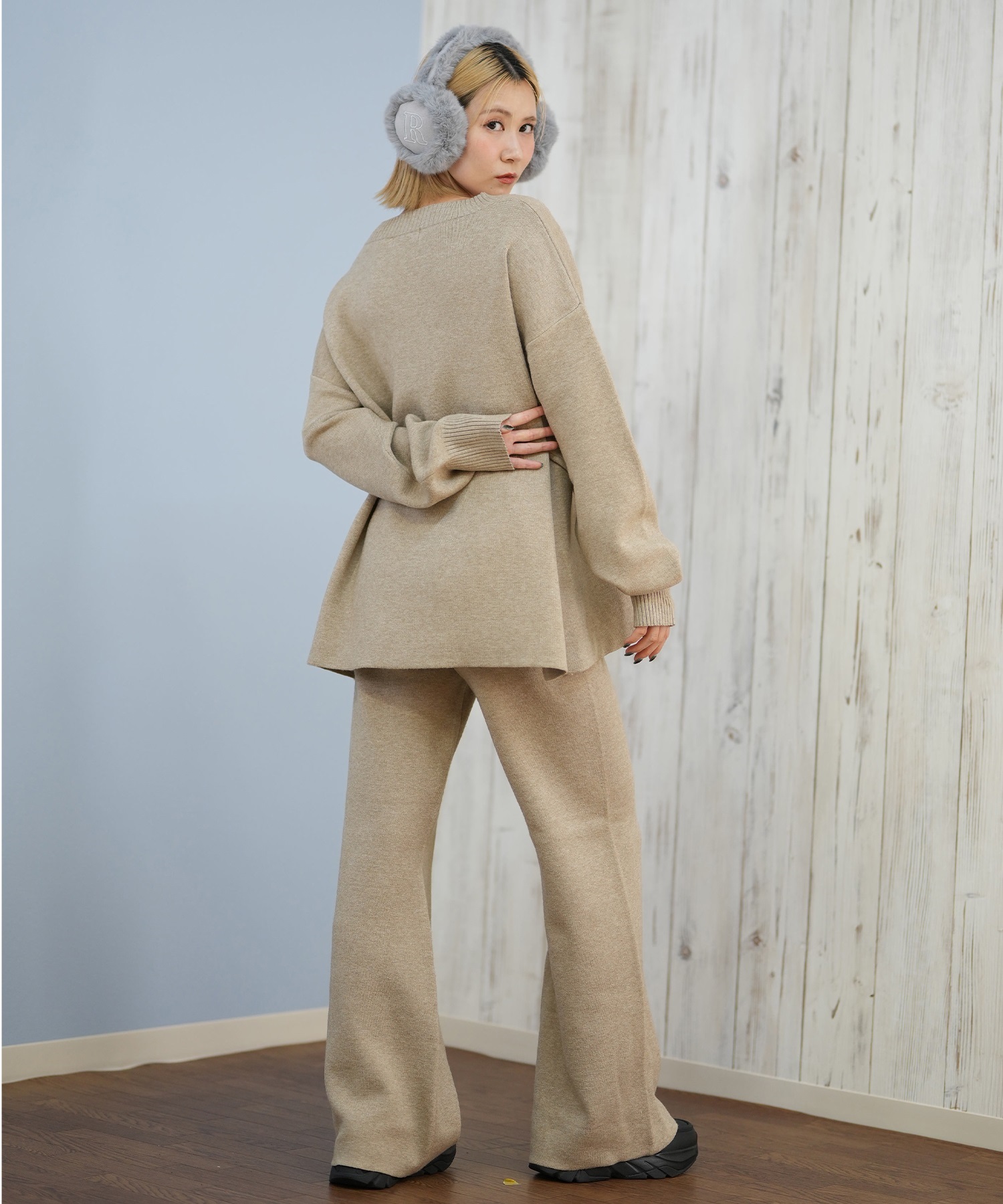 RIKKA FEMME リッカファム ニット セーター レディース Vネック 無地 セットアップ対応 RF25FW13(GRY-FREE)