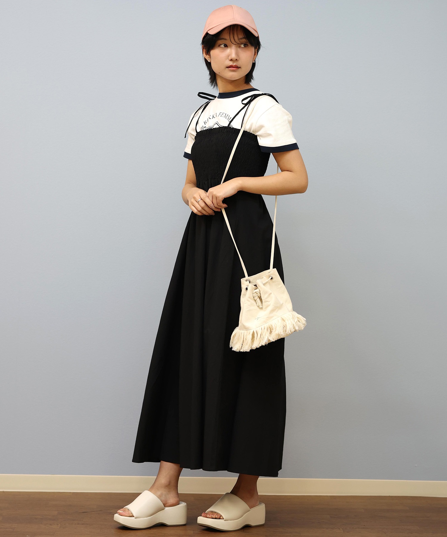 RIKKA FEMME リッカファム ワンピース レディース リボンキャミ RF25SS17(BLK-FREE)