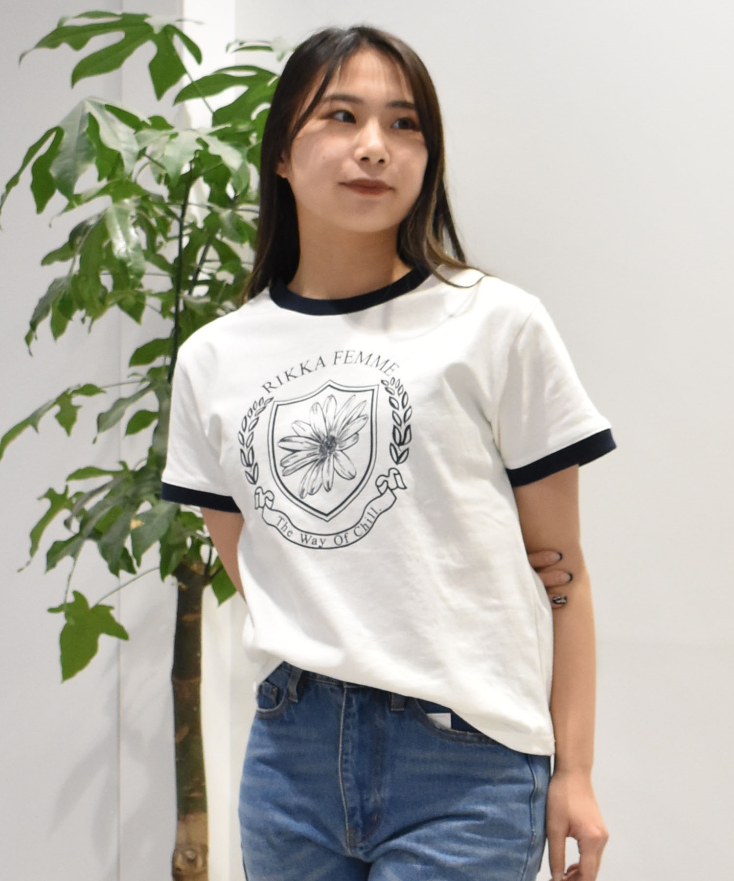 RIKKA FEMME リッカファム 半袖 Tシャツ レディース リンガーTシャツ RF25SS06(WT/NV-SM)
