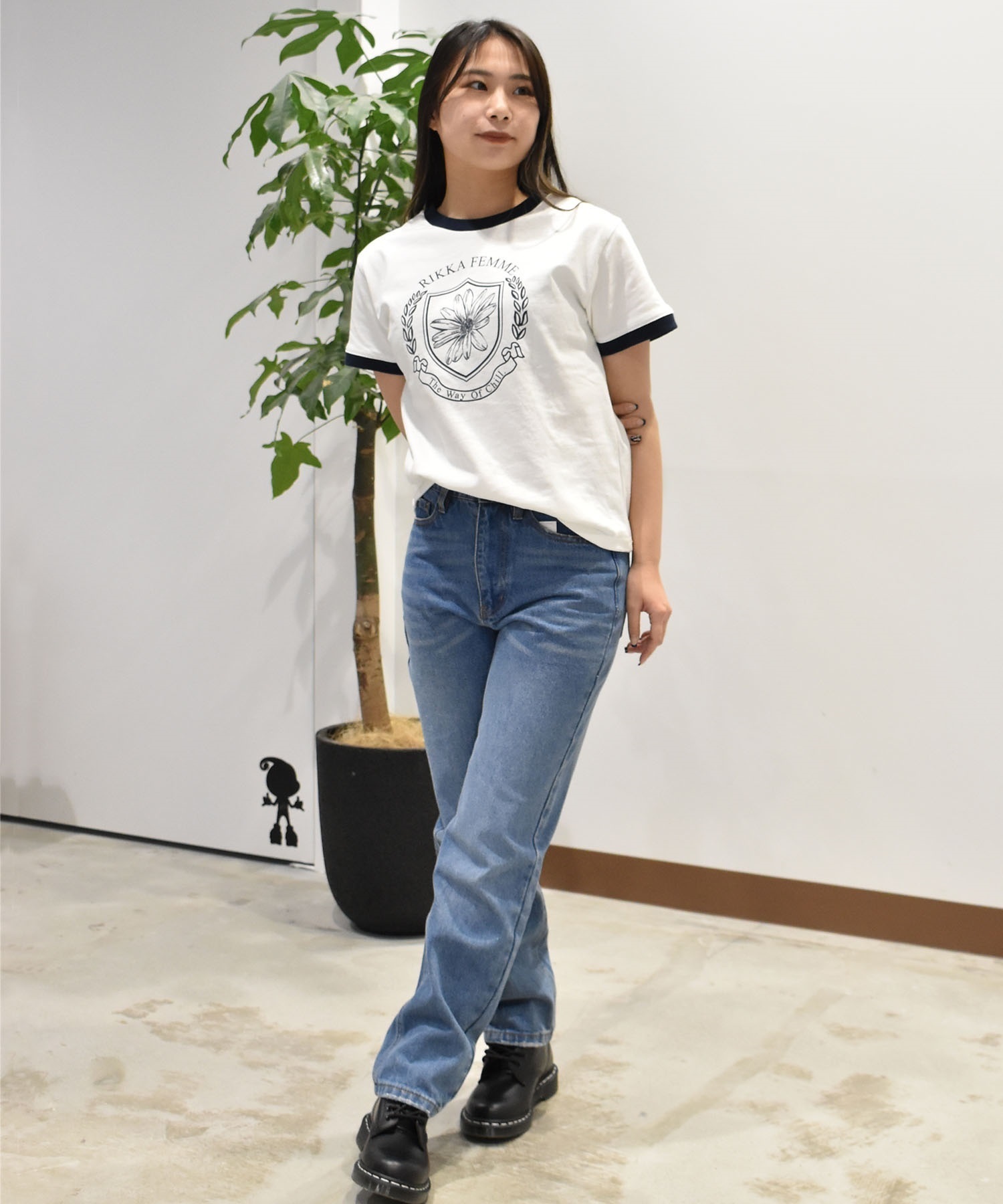 RIKKA FEMME リッカファム 半袖 Tシャツ レディース リンガーTシャツ RF25SS06(WT/NV-SM)