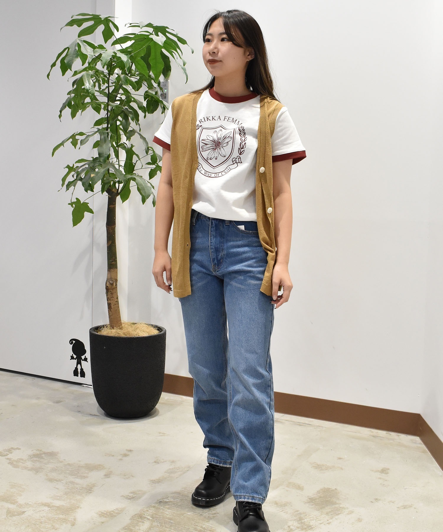 RIKKA FEMME リッカファム 半袖 Tシャツ レディース リンガーTシャツ RF25SS06(WT/NV-SM)