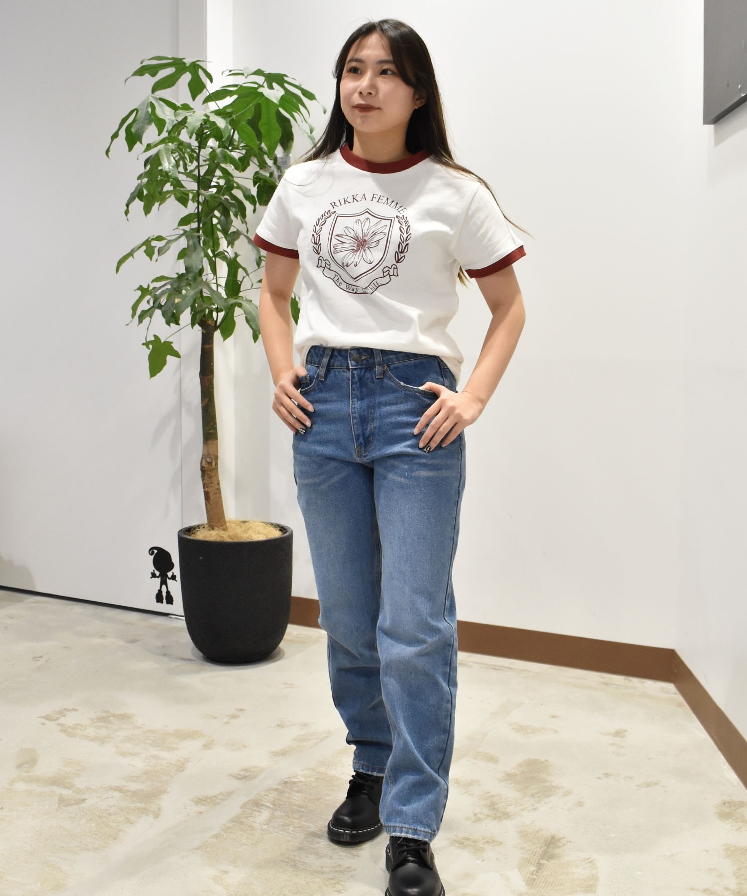 RIKKA FEMME リッカファム 半袖 Tシャツ レディース リンガーTシャツ RF25SS06(WT/NV-SM)