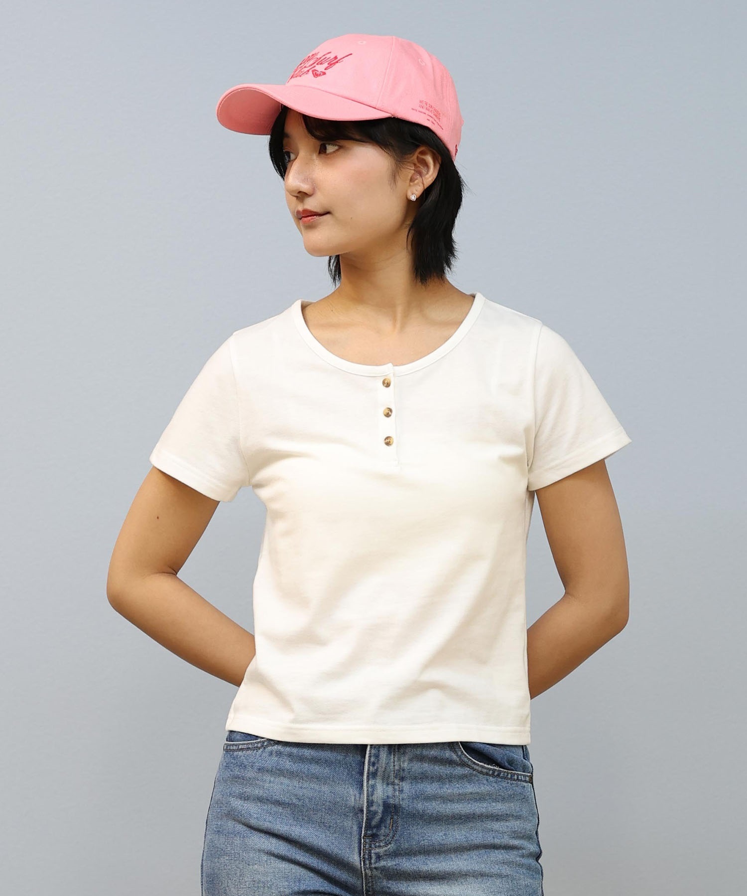RIKKA FEMME リッカファム 半袖 Tシャツ レディース ヘンリーネックTシャツ RF25SS12(BLK-SM)