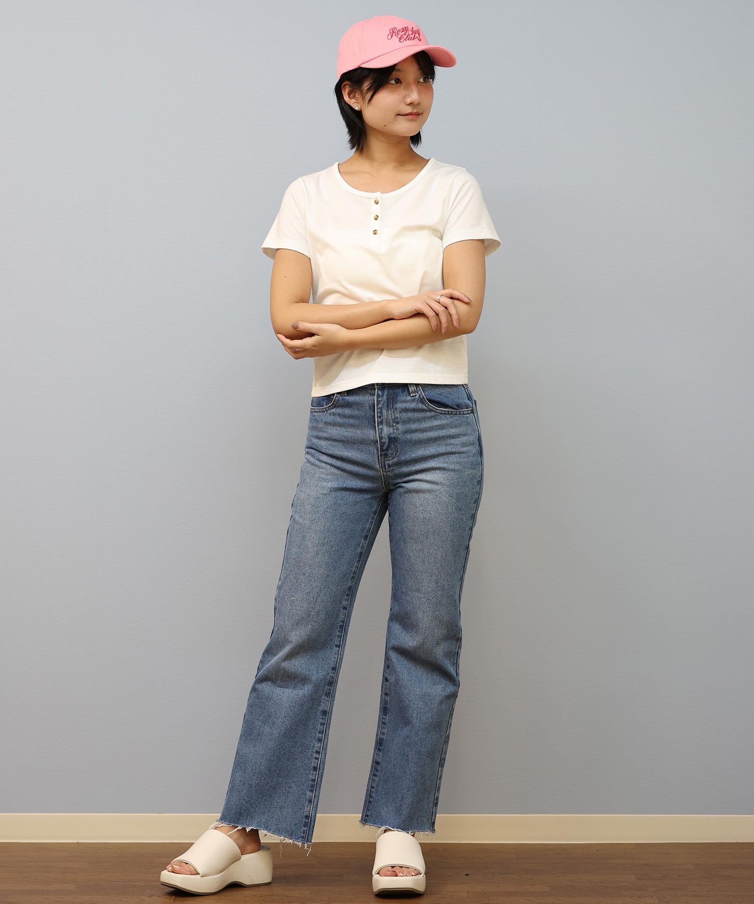 RIKKA FEMME リッカファム 半袖 Tシャツ レディース ヘンリーネックTシャツ RF25SS12(BLK-SM)