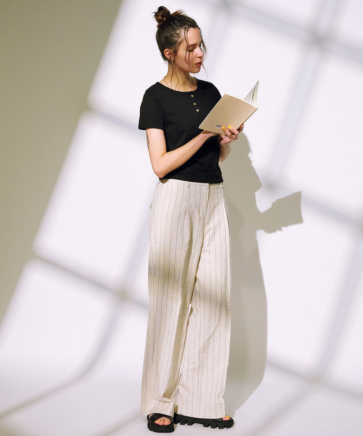RIKKA FEMME リッカファム 半袖 Tシャツ レディース ヘンリーネックTシャツ RF25SS12(BLK-SM)