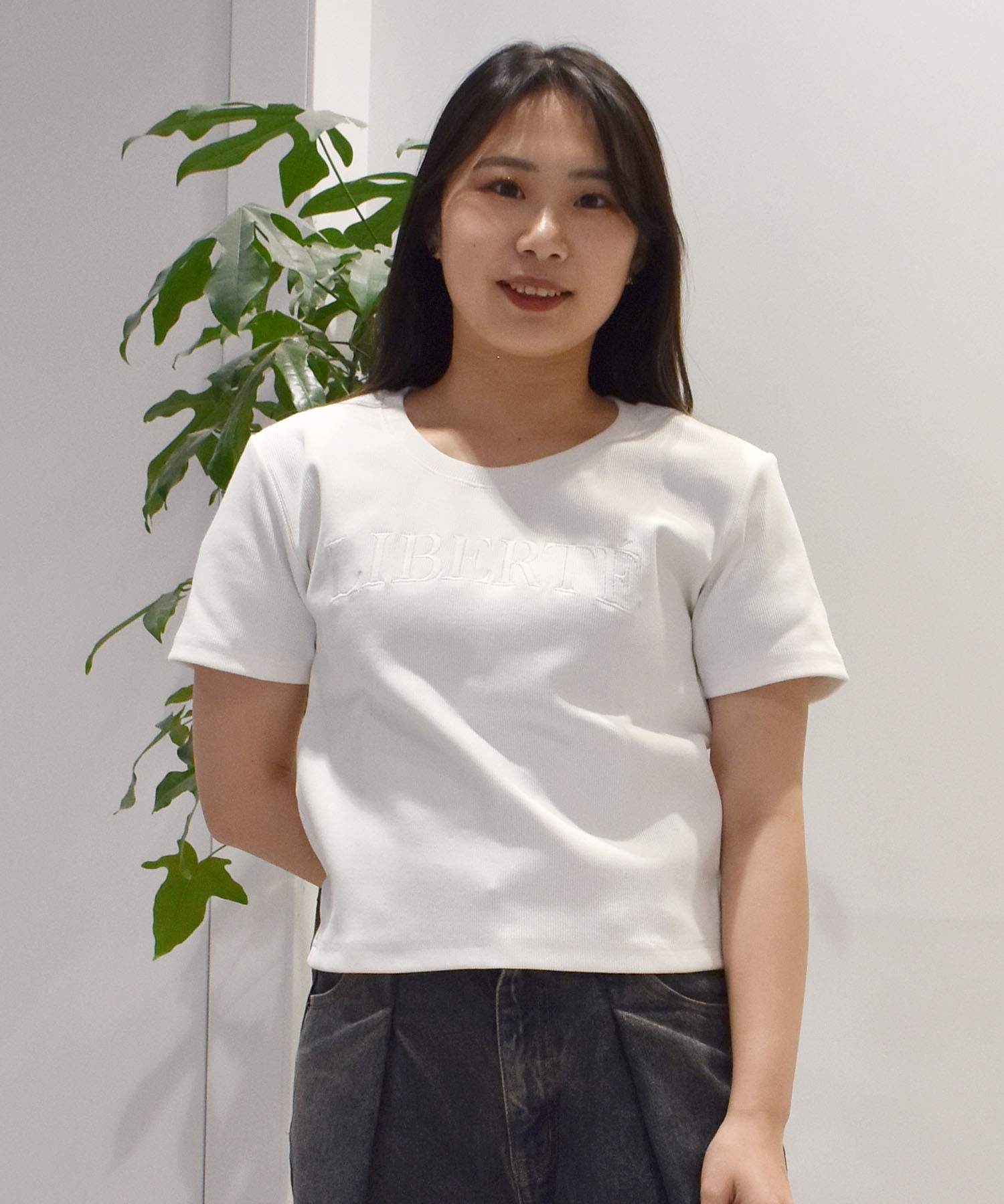 RIKKA FEMME リッカファム 半袖 Tシャツ レディース リブ刺しゅうTシャツ RF25SS14(BLK-SM)