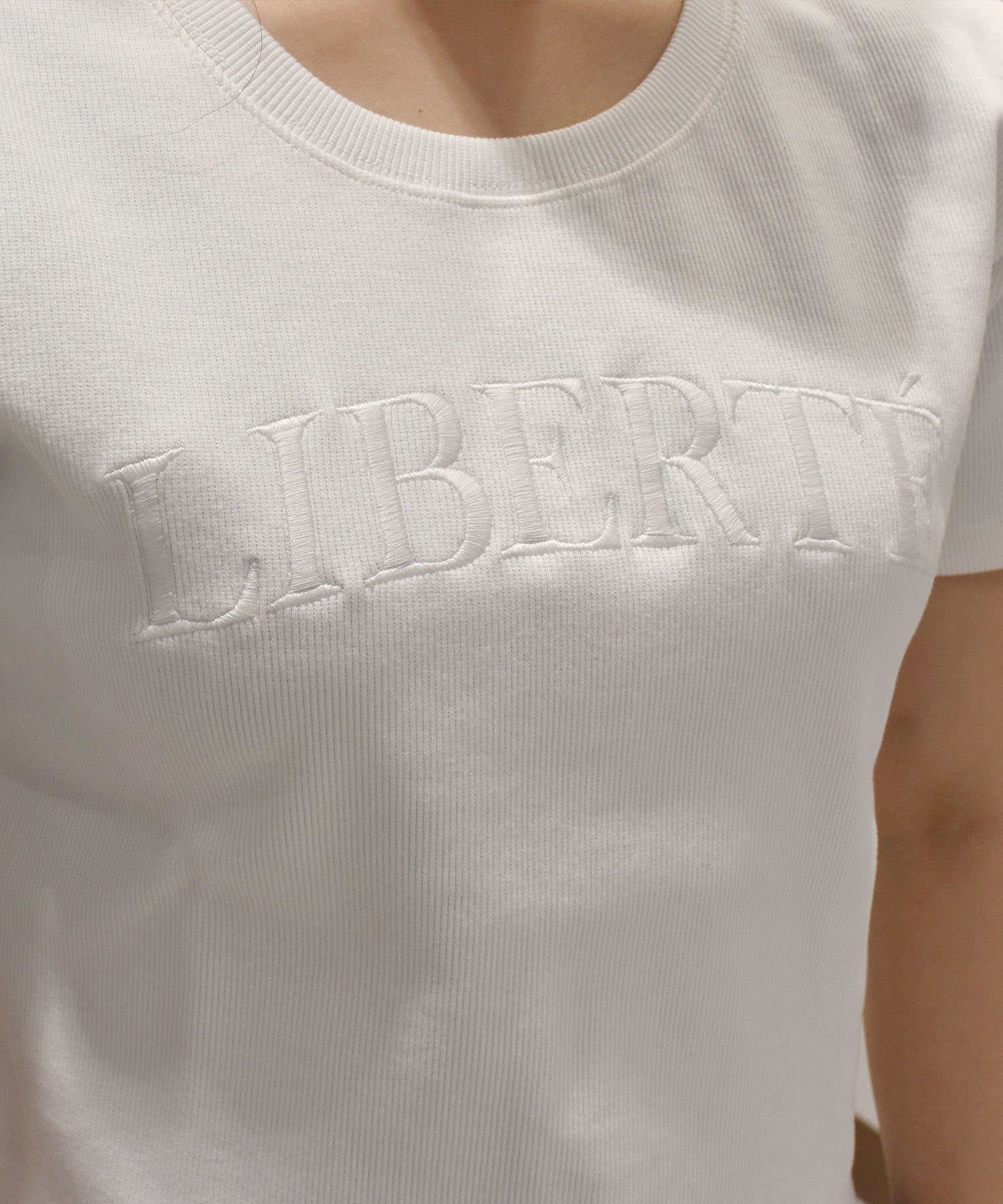 RIKKA FEMME リッカファム 半袖 Tシャツ レディース リブ刺しゅうTシャツ RF25SS14(BLK-SM)