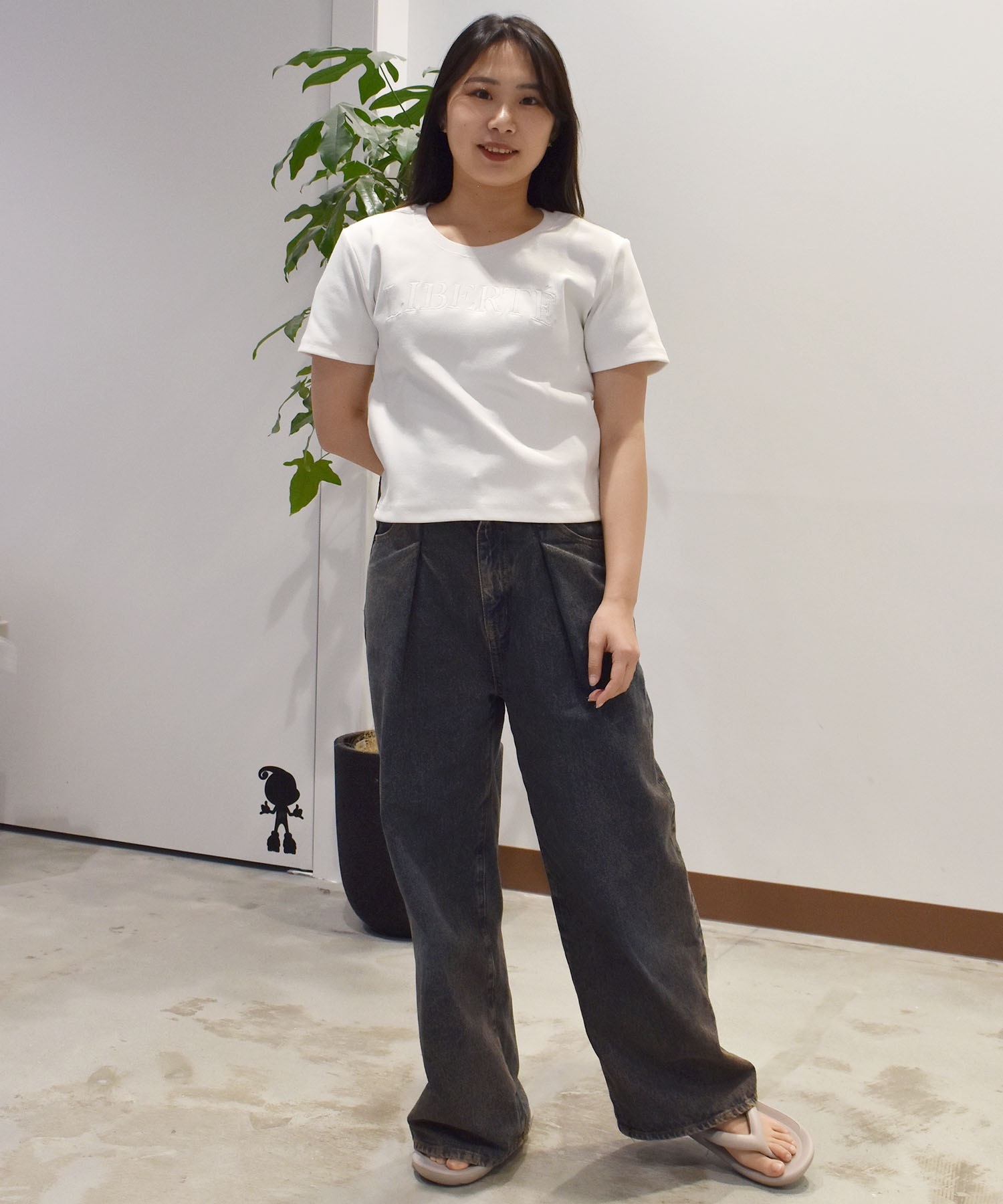 RIKKA FEMME リッカファム 半袖 Tシャツ レディース リブ刺しゅうTシャツ RF25SS14(BLK-SM)