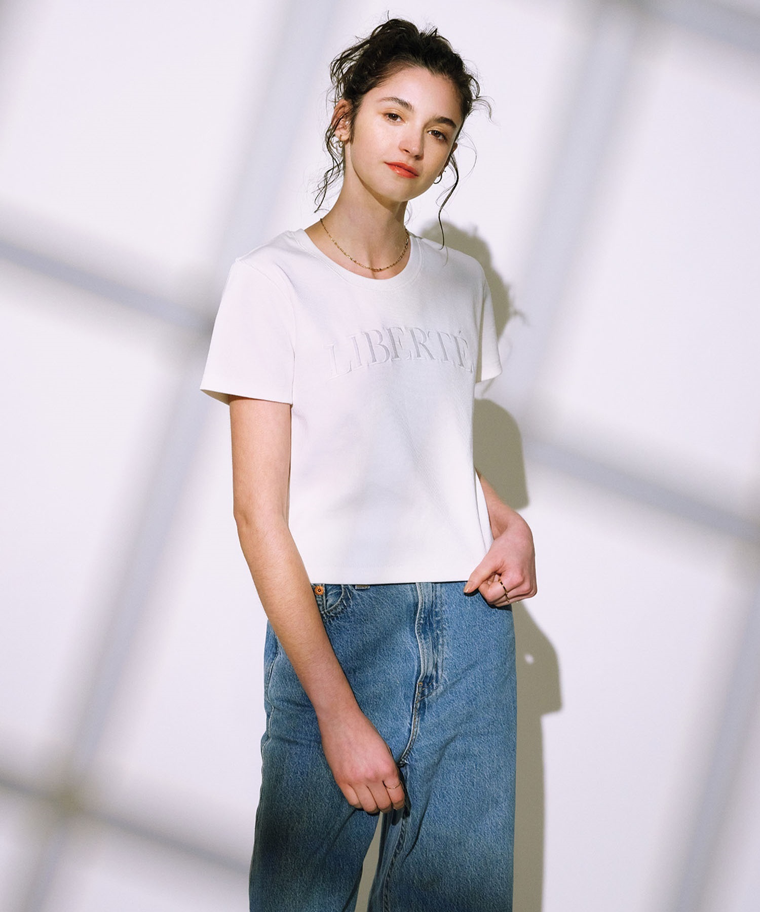 RIKKA FEMME リッカファム 半袖 Tシャツ レディース リブ刺しゅうTシャツ RF25SS14(BLK-SM)