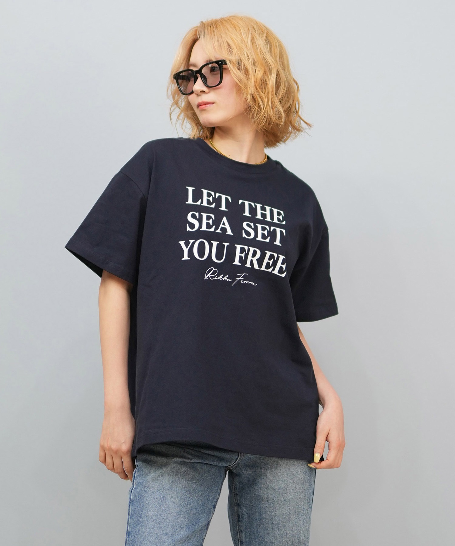 RIKKA FEMME リッカファム 半袖 Tシャツ レディース メッセージロゴ