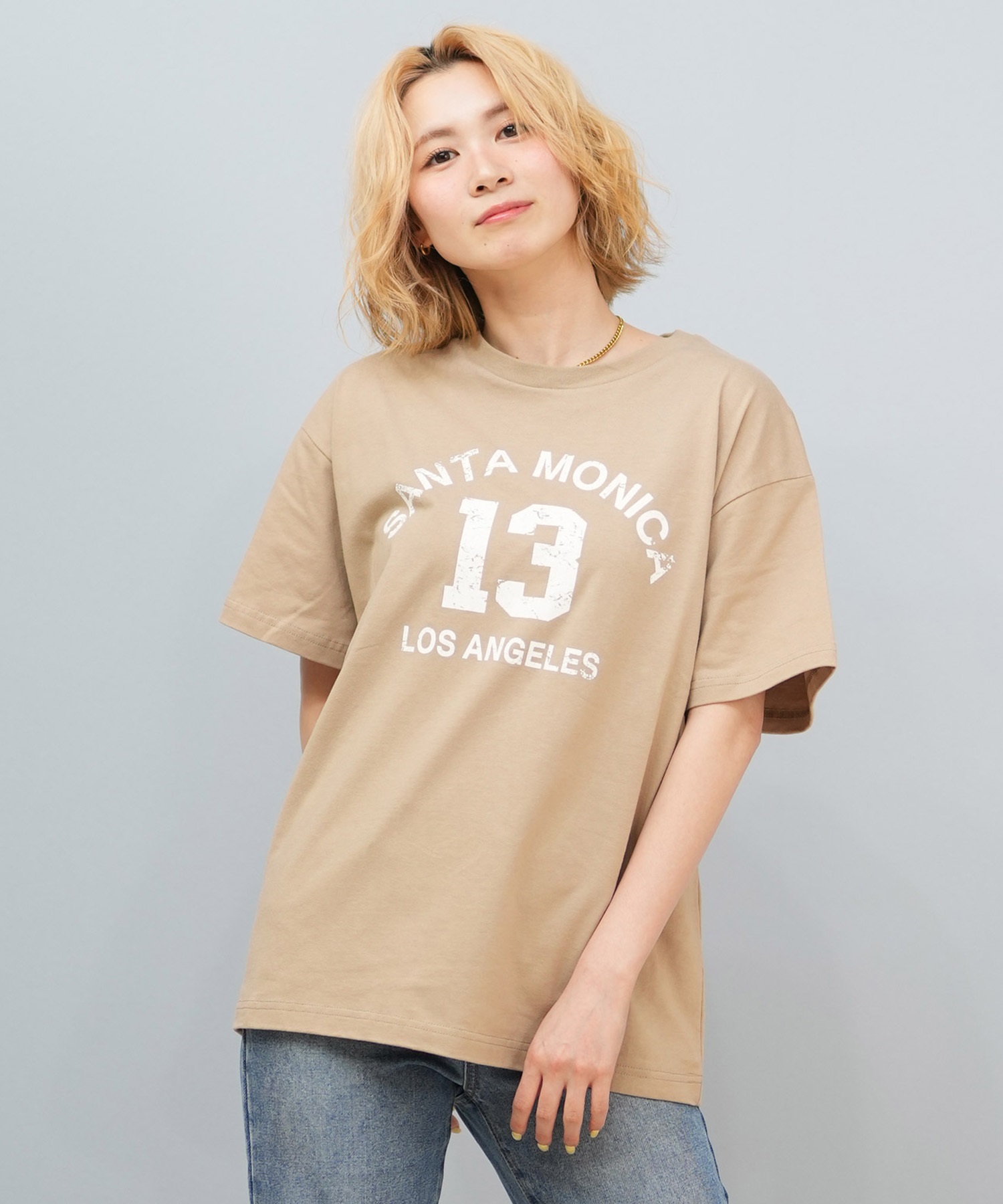 RIKKA FEMME リッカファム 半袖 Tシャツ レディース カレッジロゴ RF25HS04(BEG-FREE)