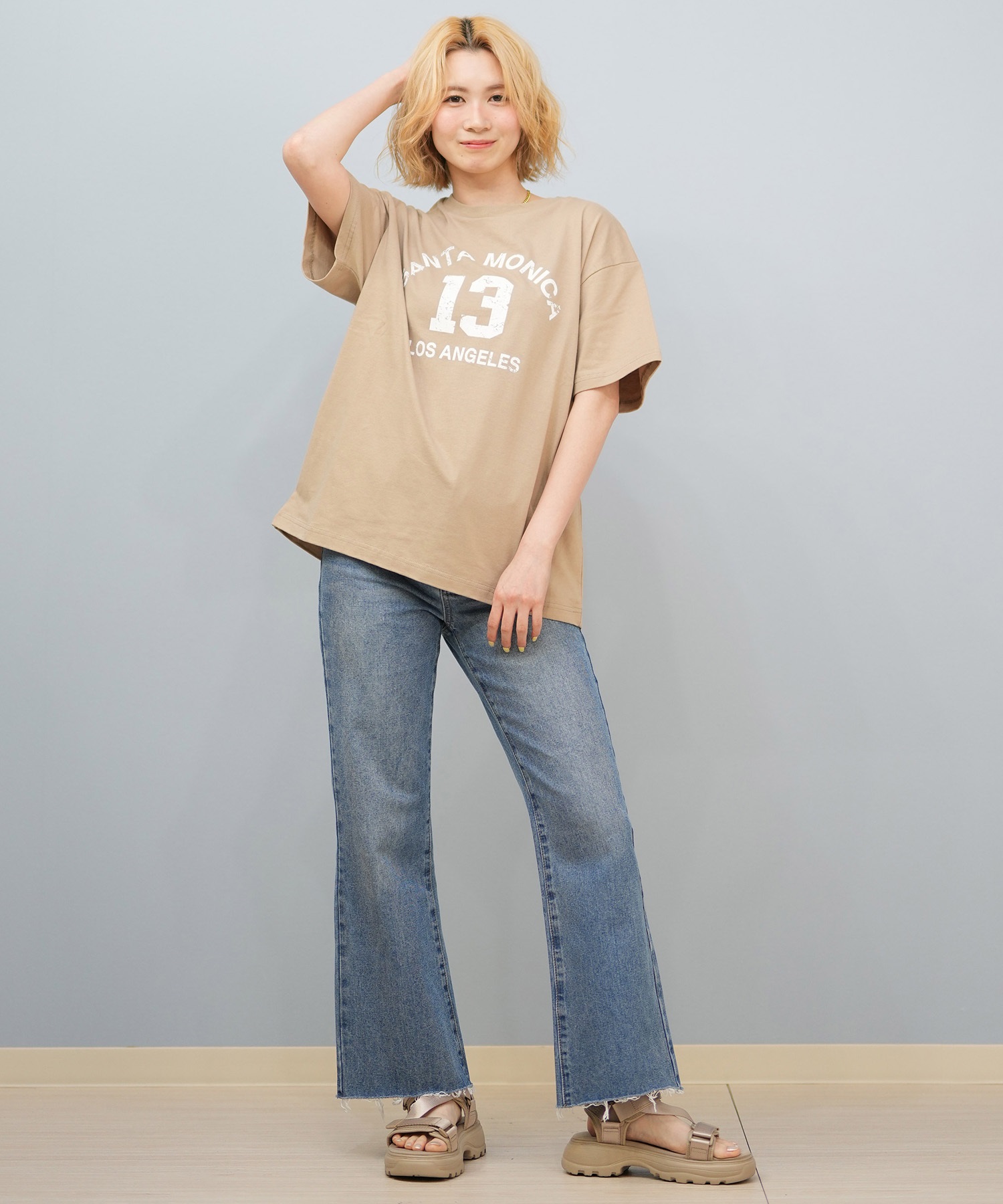 RIKKA FEMME リッカファム 半袖 Tシャツ レディース カレッジロゴ RF25HS04(BEG-FREE)
