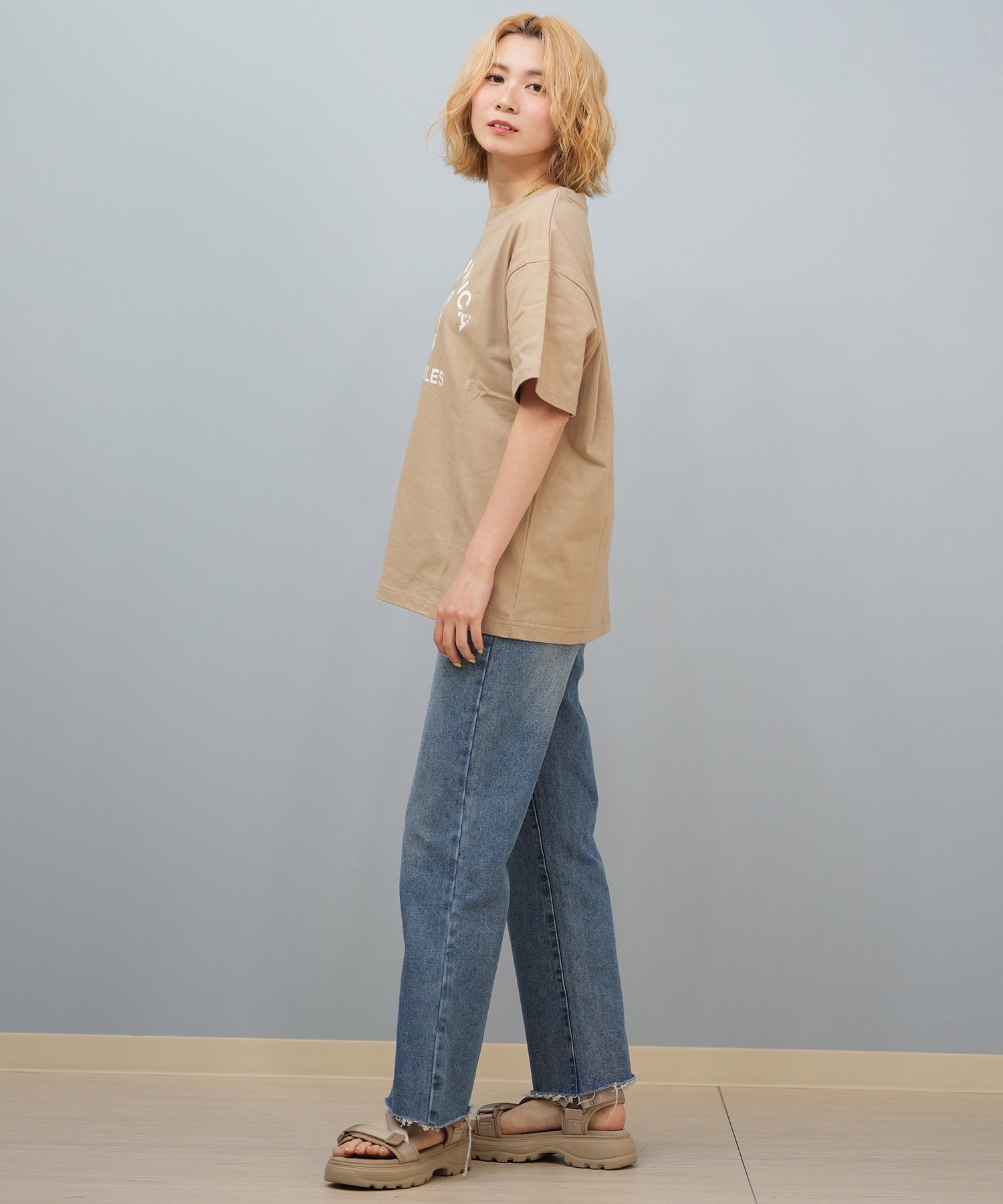 RIKKA FEMME リッカファム 半袖 Tシャツ レディース カレッジロゴ RF25HS04(BEG-FREE)