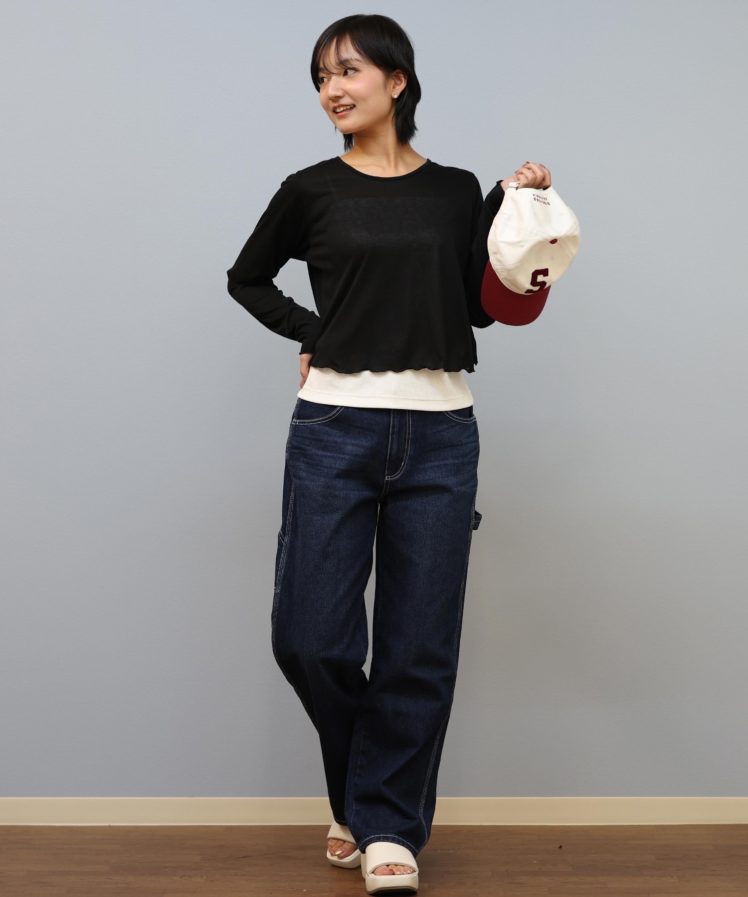 RIKKA FEMME リッカファム 長袖 Tシャツ レディース シアーショート丈ロンT RF25SS21(BLK-FREE)