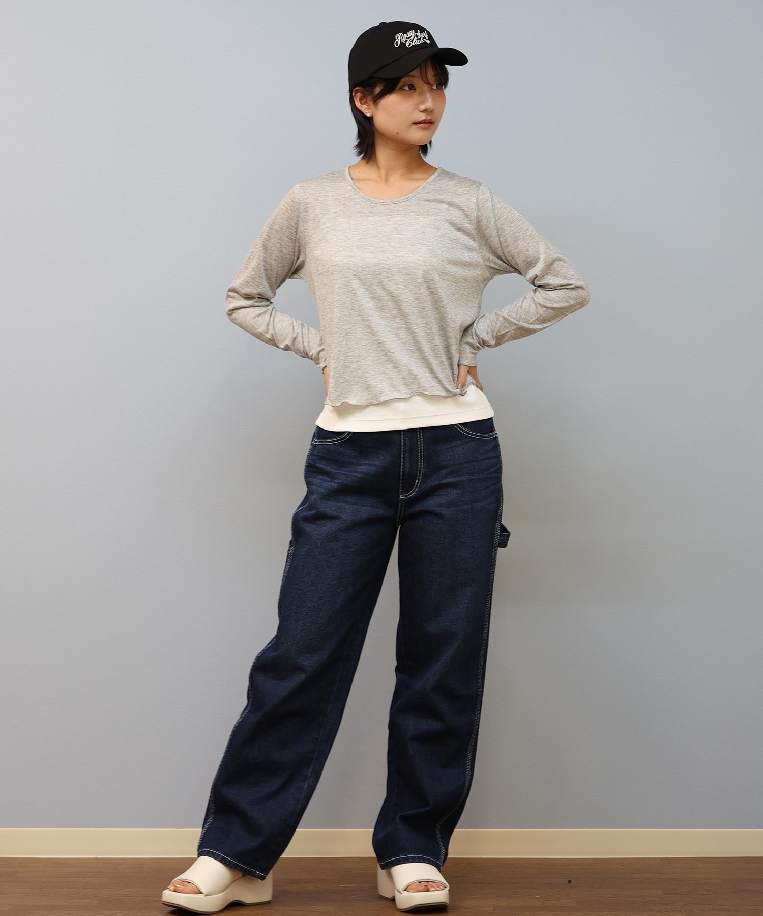 RIKKA FEMME リッカファム 長袖 Tシャツ レディース シアーショート丈ロンT RF25SS21(BLK-FREE)