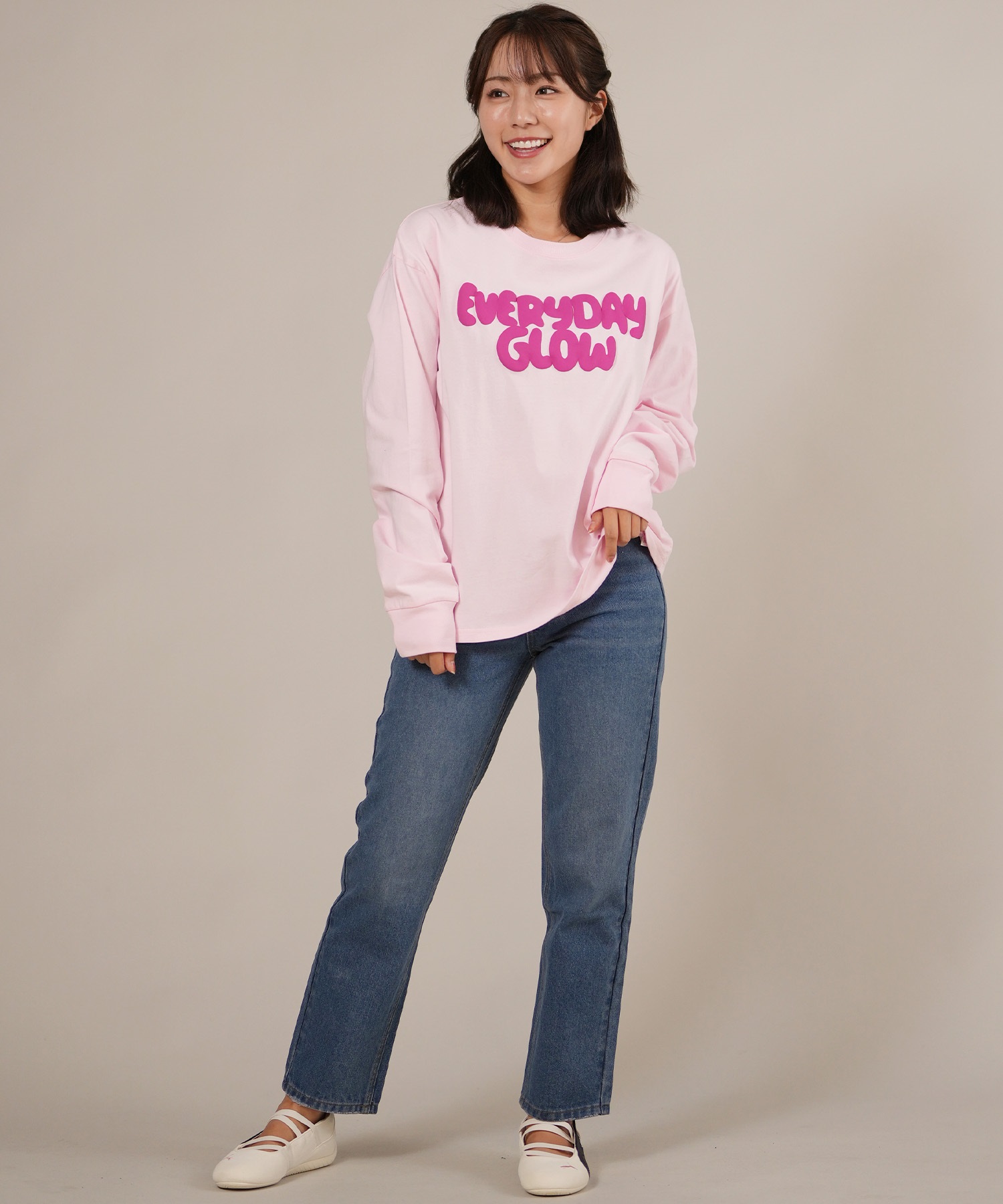 RIKKA FEMME リッカファム 長袖 Tシャツ ロンT レディース 発泡プリント RF25FW01(PNK-FREE)