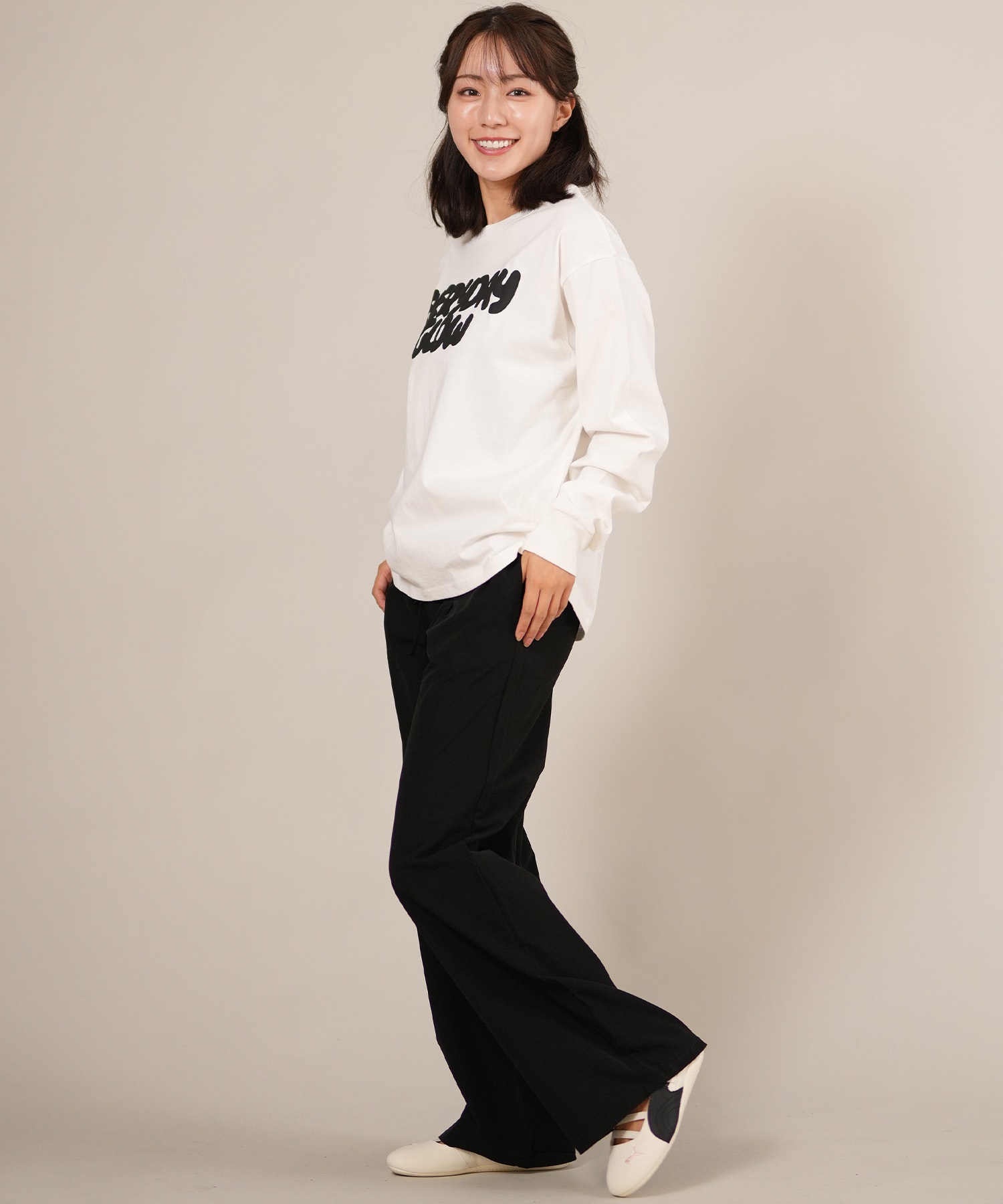 RIKKA FEMME リッカファム 長袖 Tシャツ ロンT レディース 発泡プリント RF25FW01(PNK-FREE)