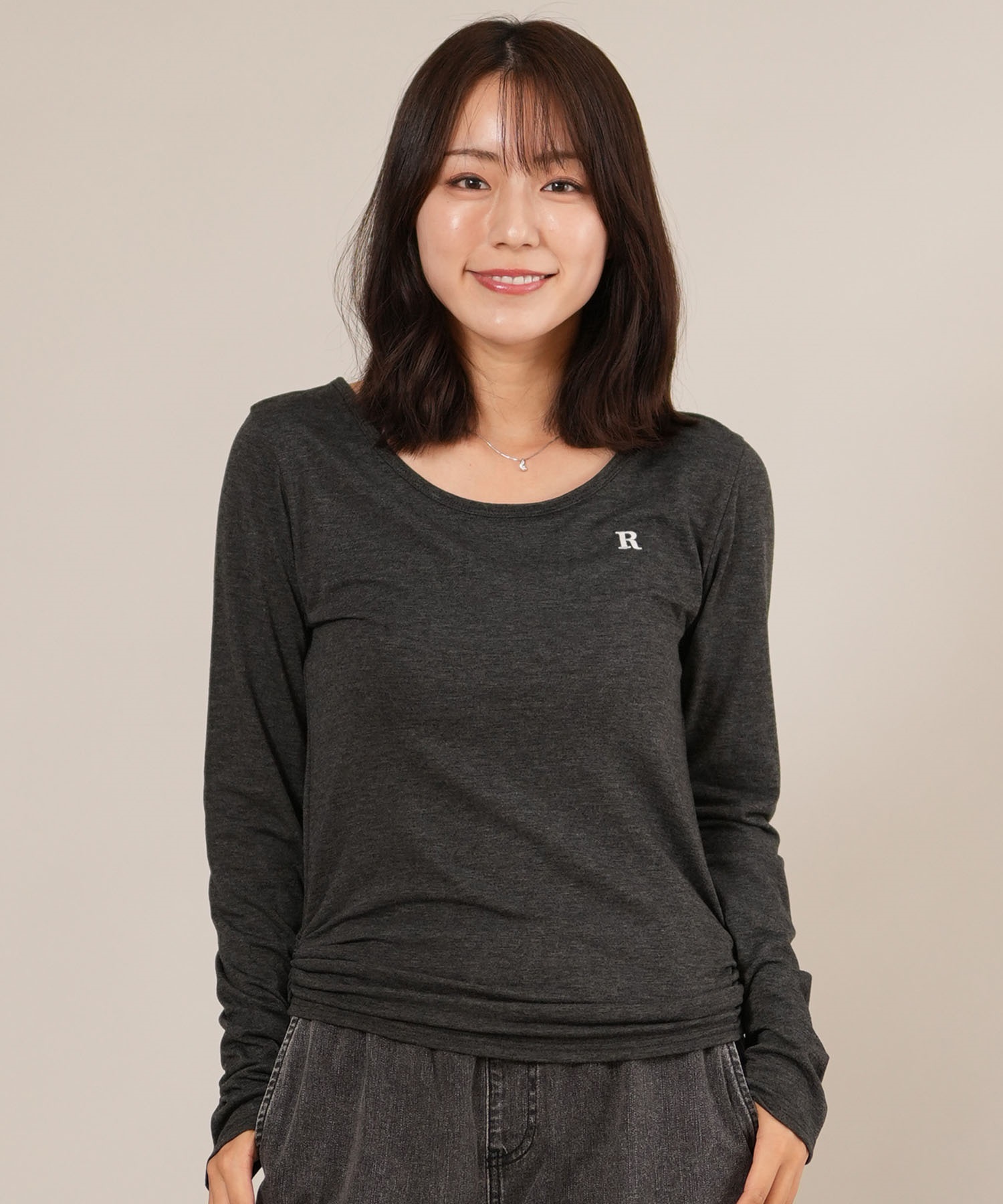 RIKKA FEMME リッカファム 長袖 Tシャツ ロンT レディース ギャザー