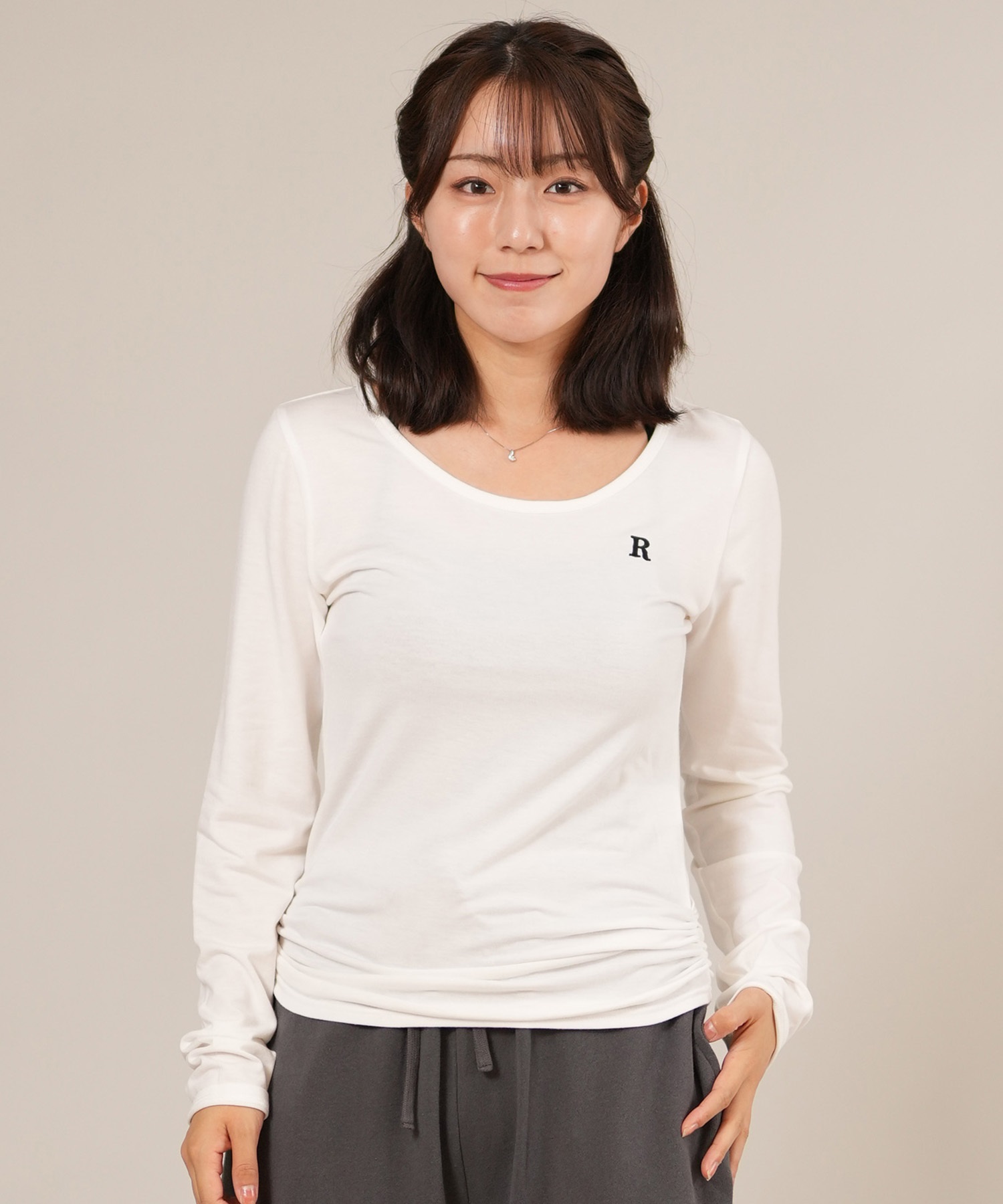 RIKKA FEMME リッカファム 長袖 Tシャツ ロンT レディース ギャザー