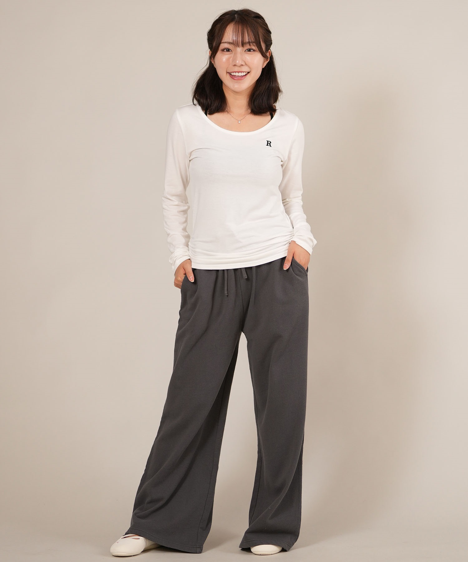 RIKKA FEMME リッカファム 長袖 Tシャツ ロンT レディース ギャザー