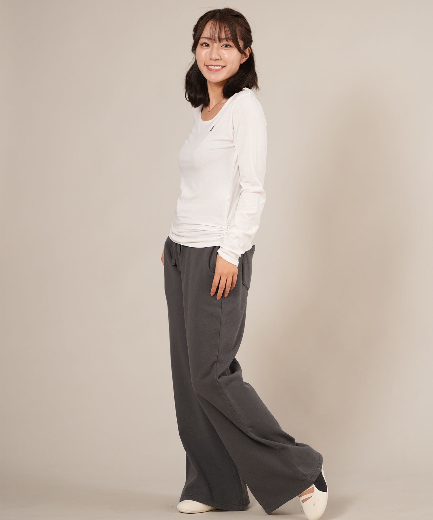 RIKKA FEMME リッカファム 長袖 Tシャツ ロンT レディース ギャザー