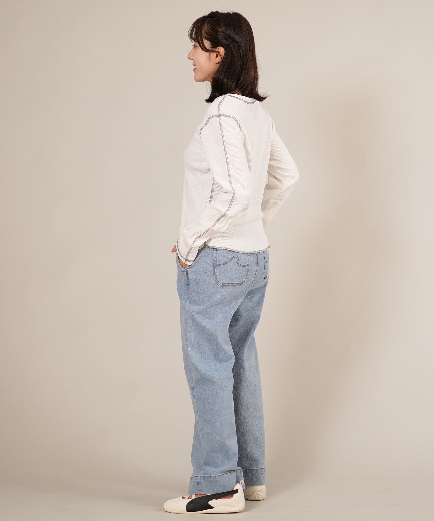 RIKKA FEMME リッカファム 長袖 Tシャツ ロンT レディース ステッチ