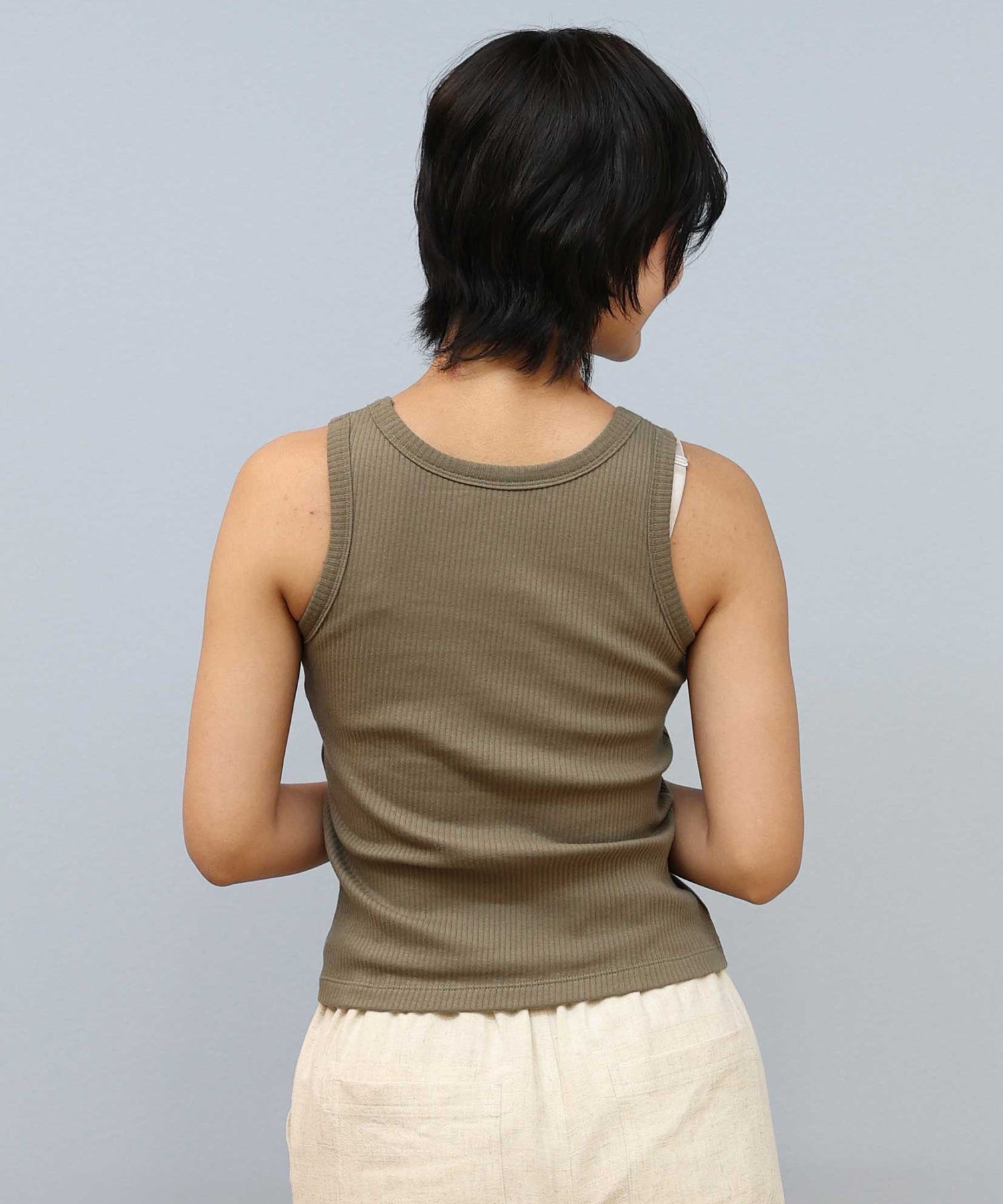 RIKKA FEMME リッカファム タンクトップ レディース ノースリーブ アメスリ カップ付き リブ RF25SS03(BLK-FREE)
