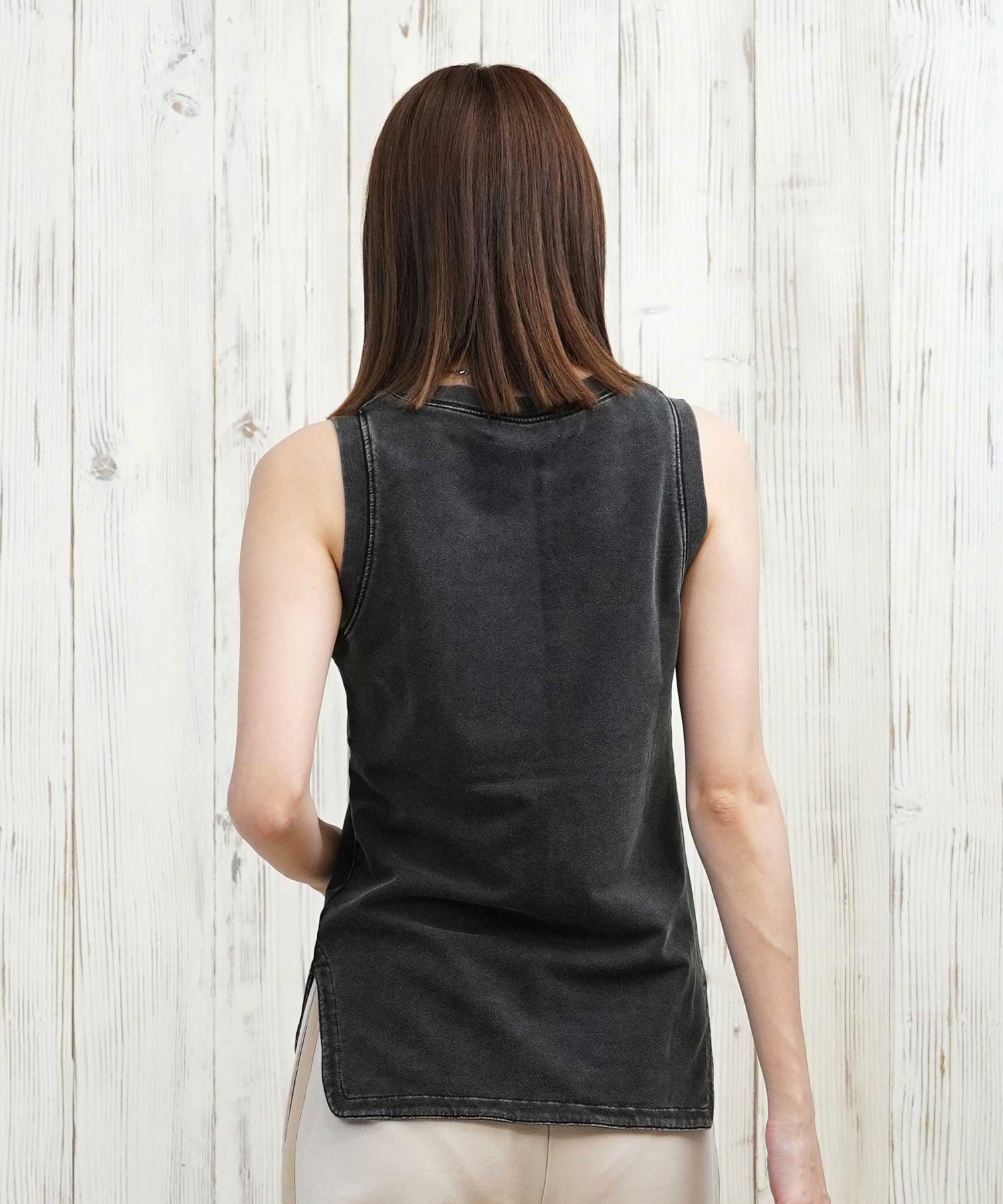 RIKKA FEMME リッカファム タンクトップ レディース ノースリーブ 袖なし 無地 シンプル ストレッチ RF25HS05(CGY-SM)
