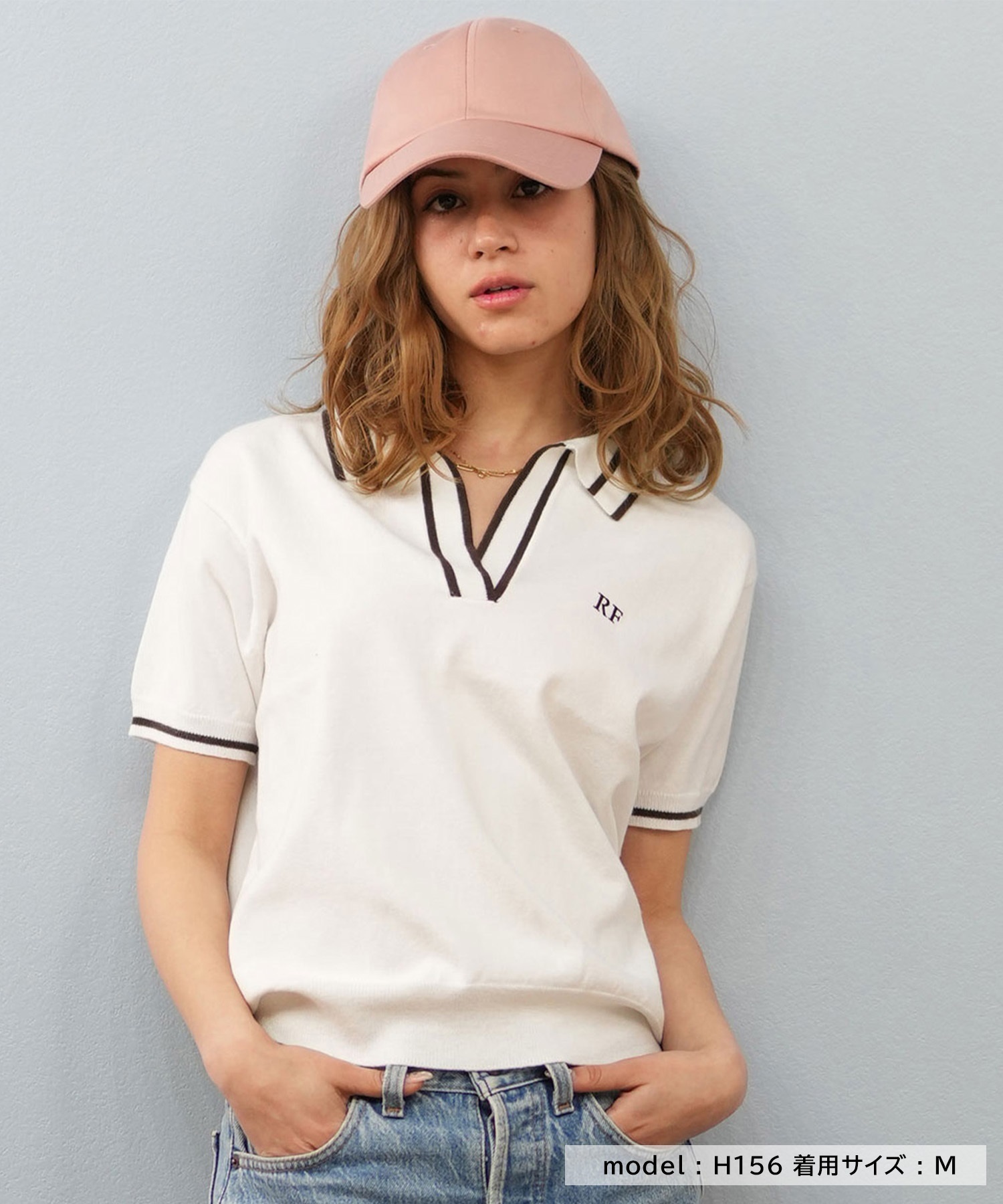 RIKKA FEMME/リッカファム ニットポロシャツ RF25SS18(NV/IV-FREE)
