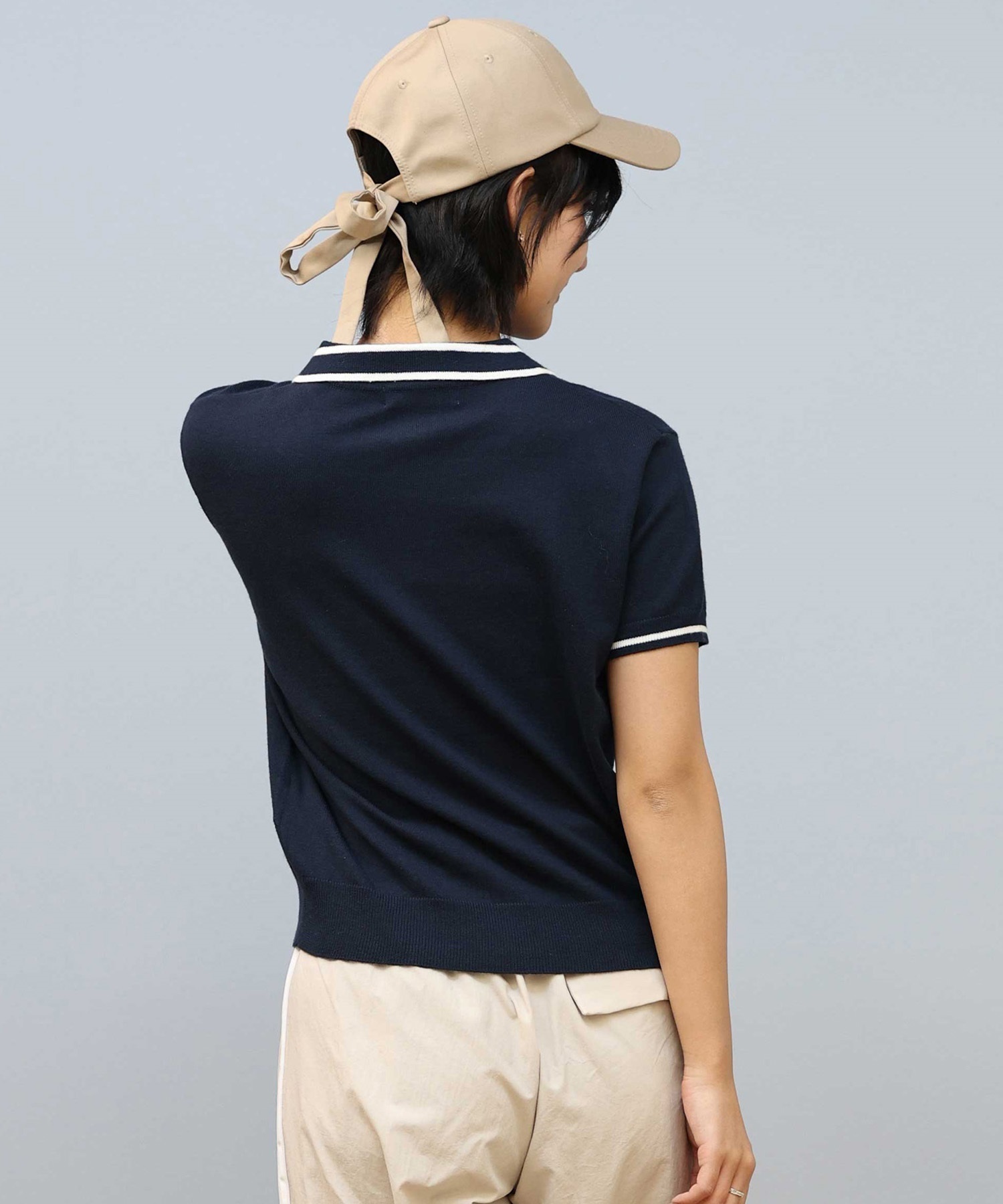 RIKKA FEMME/リッカファム ニットポロシャツ RF25SS18(NV/IV-FREE)