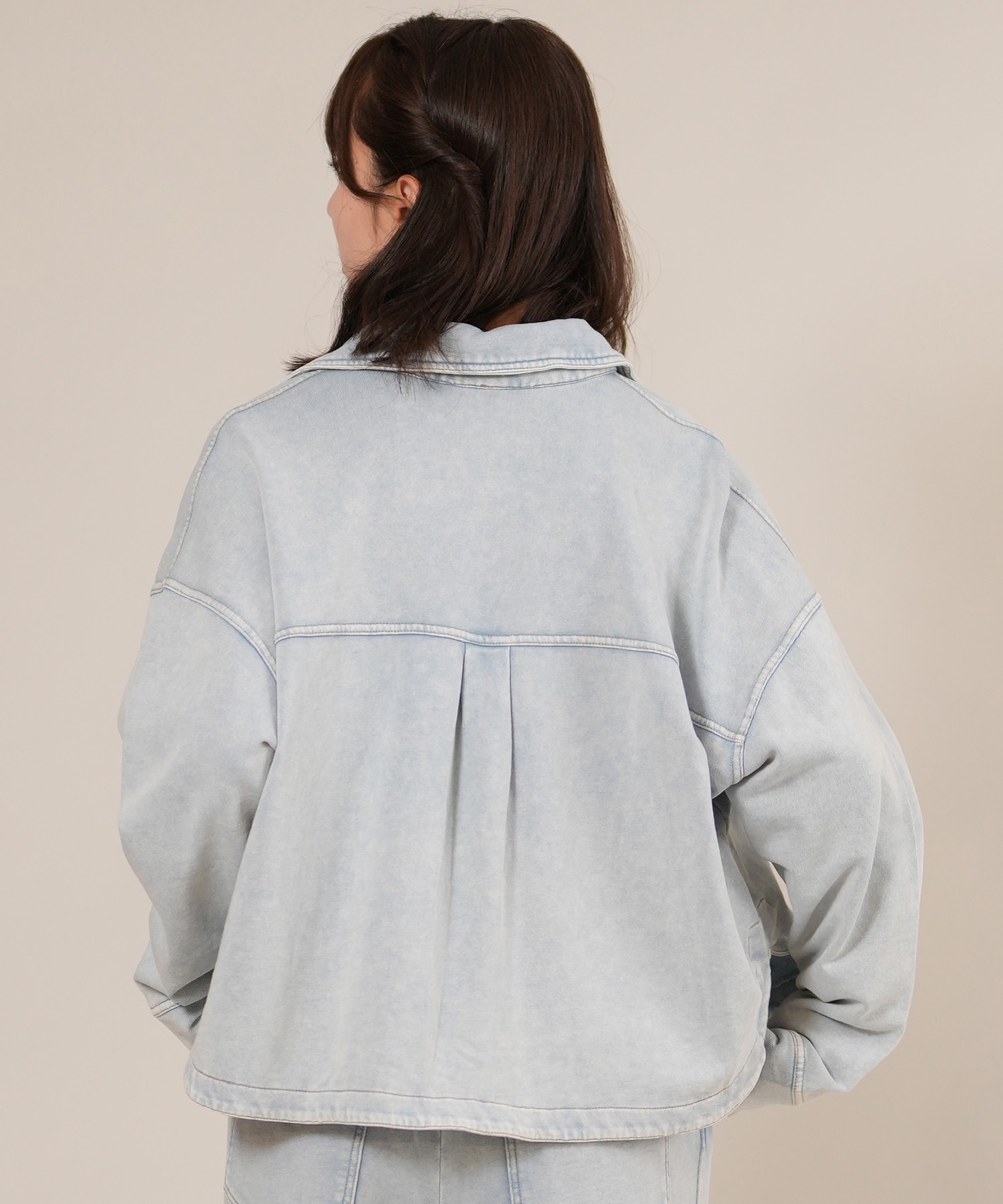 RIKKA FEMME リッカファム 長袖 デニムシャツ レディース スウェット シャツジャケット セットアップ対応 RF25FW19(BLK-SM)