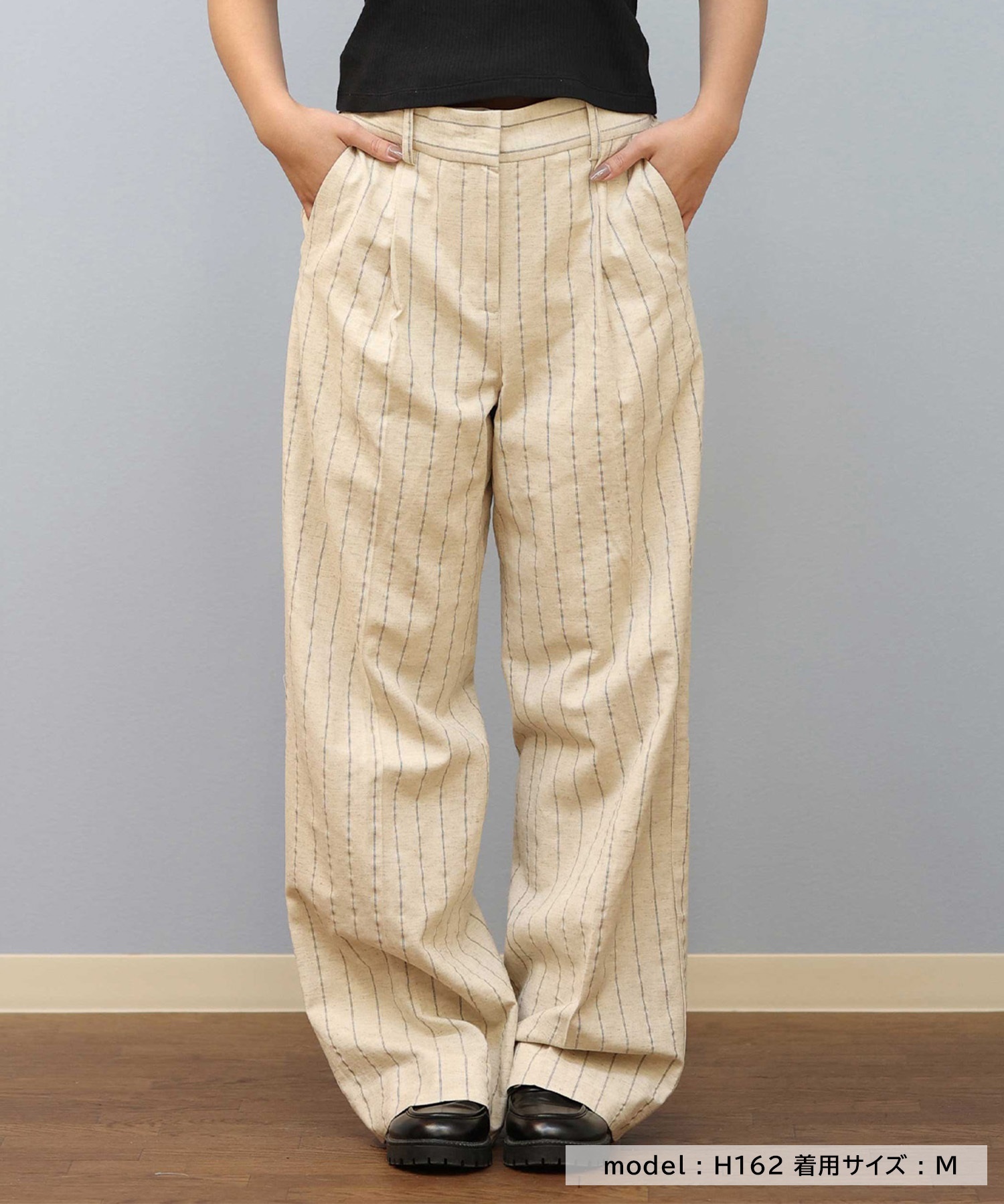 RIKKA FEMME リッカファム ストライプ ストレートパンツ ボトムス RF25SS02(IVO-SM)