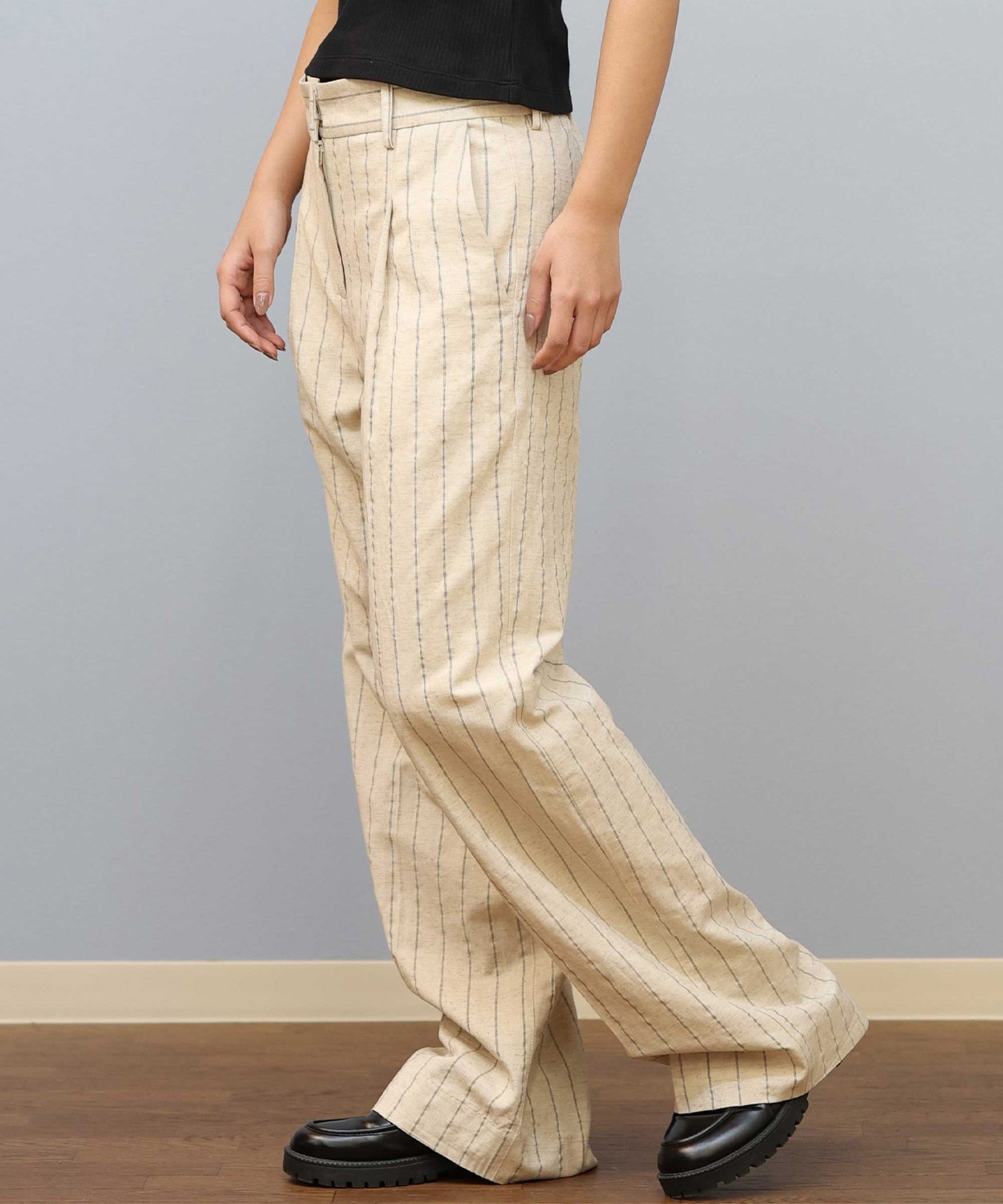 RIKKA FEMME リッカファム ストライプ ストレートパンツ ボトムス RF25SS02(IVO-SM)