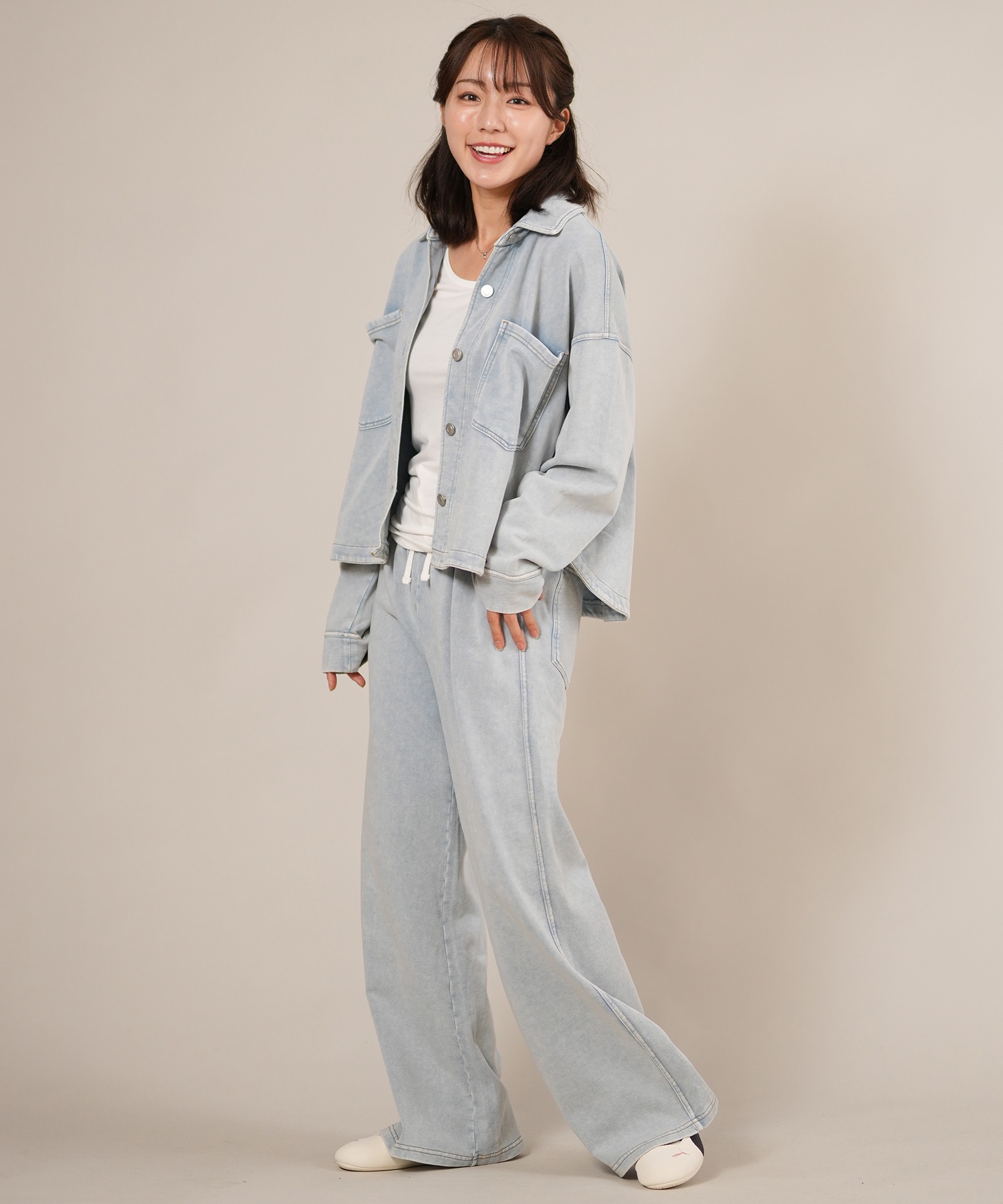 RIKKA FEMME リッカファム ロングパンツ レディース デニム スウェットパンツ セットアップ対応 RF25FW20(BLK-SM)
