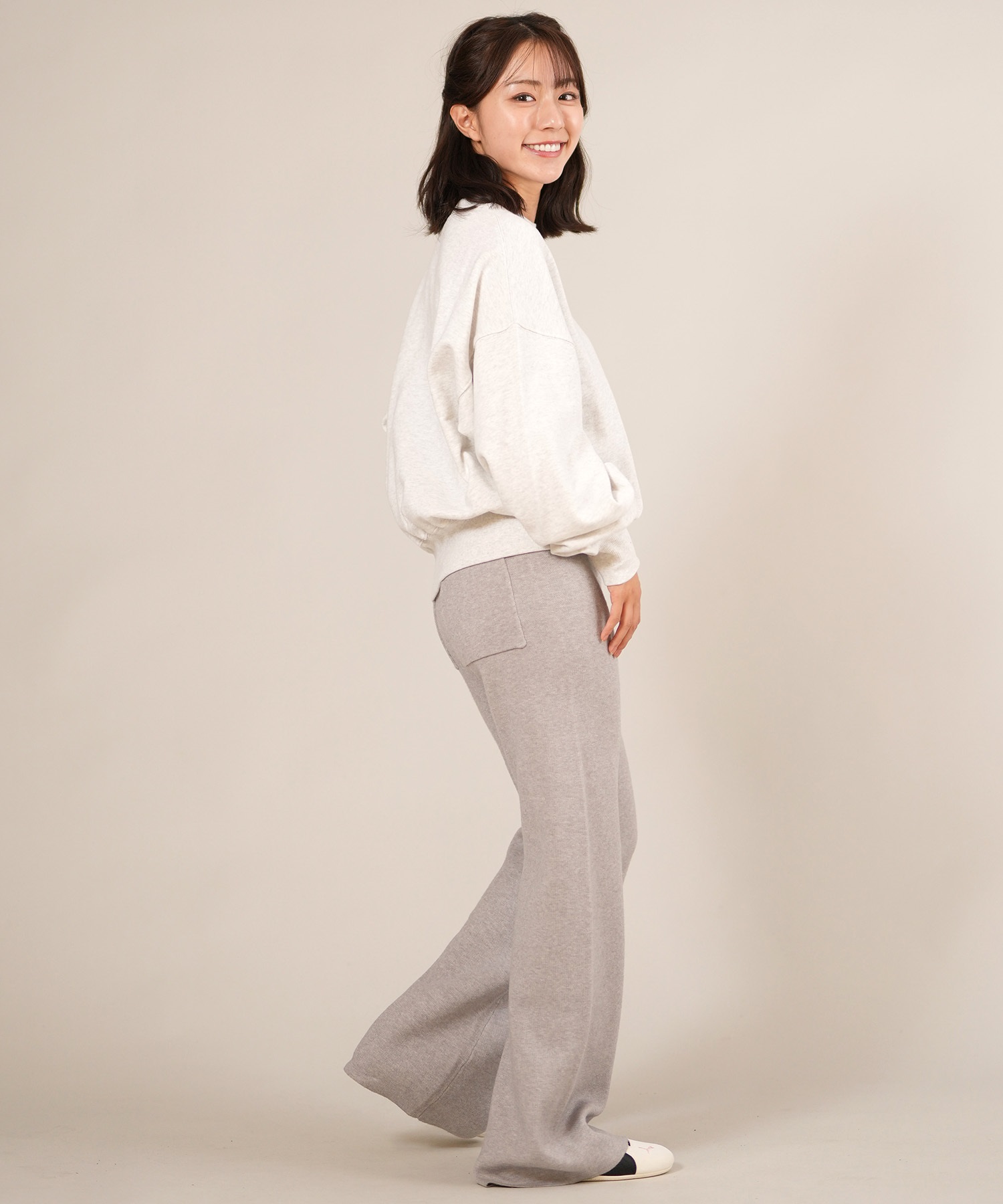 RIKKA FEMME リッカファム ロングパンツ ニットリブパンツ レディース ロンパン セットアップ対応 RF25FW14(GRY-FREE)